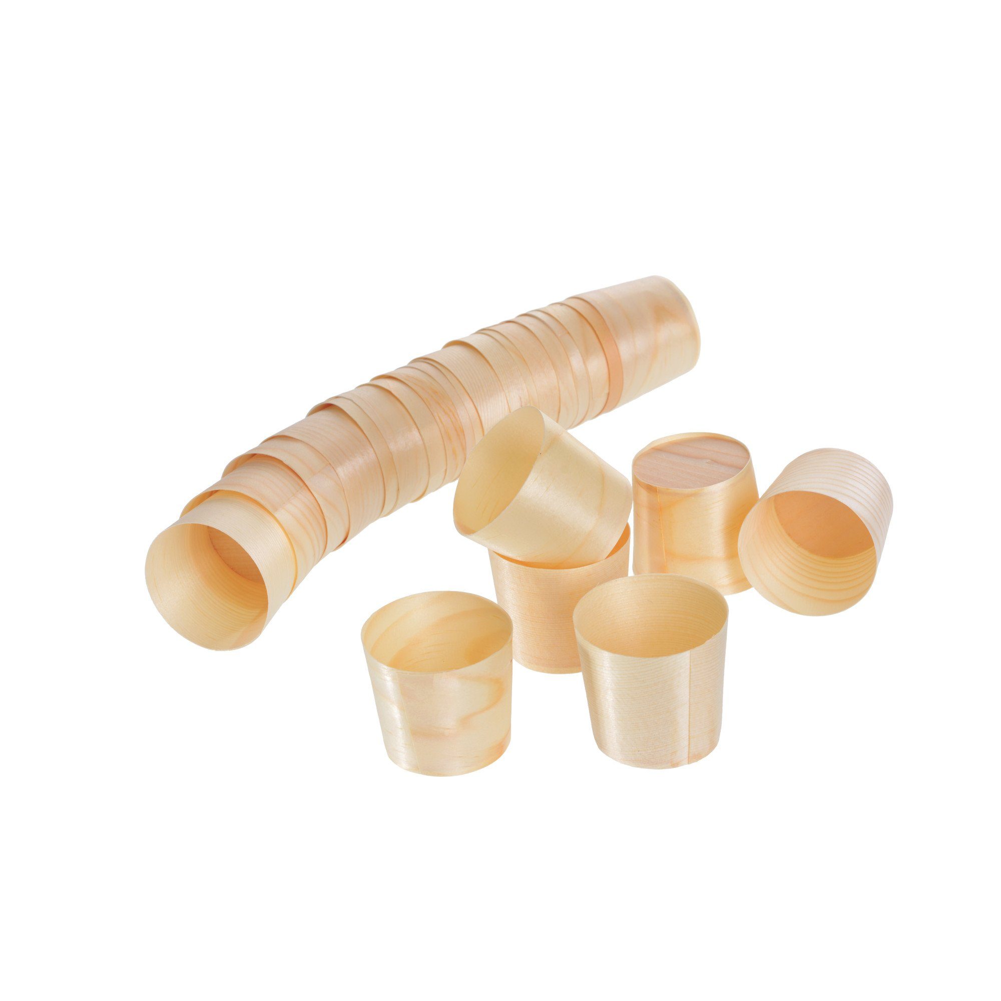 GRÄWE Einwegbecher GRÄWE Becher 25 Stück Naturholz Höhe 40mm unbehandelt, Kiefer