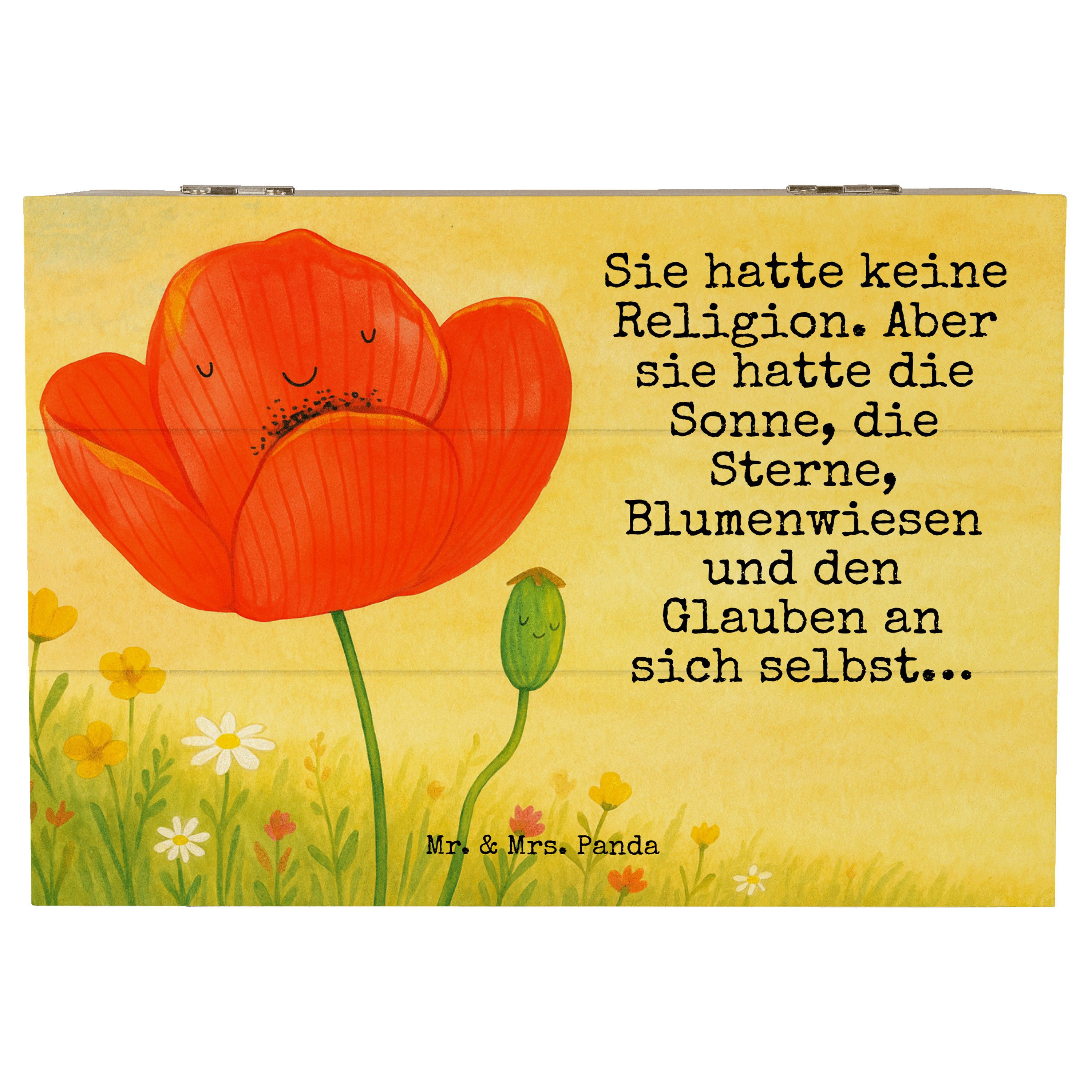 Mr. & Mrs. Panda Dekokiste Blume Mohnblume Design, Truhe, Weiß, Mohn, Motivation, Geschenkbox, S (Packung, 1 St)