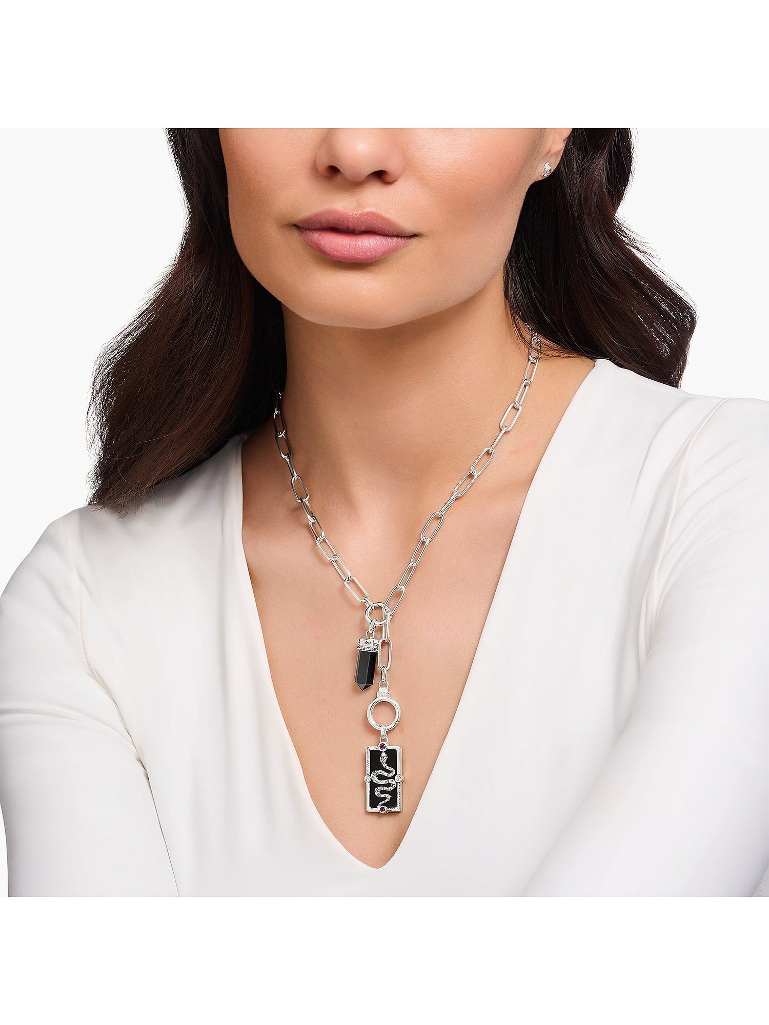 THOMAS SABO Silberkette Thomas Sabo Damen-Kette 925er Silber Zirkonia, Carrier