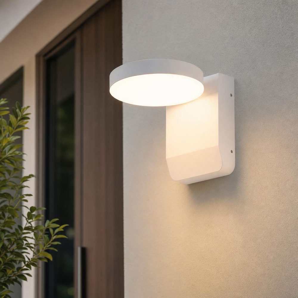V-TAC LED Außen-Wandleuchte, Warmweiß, Wandlampe Außen Wandleuchte Balkonlampe Fassadenleuchte Alu weiß LED