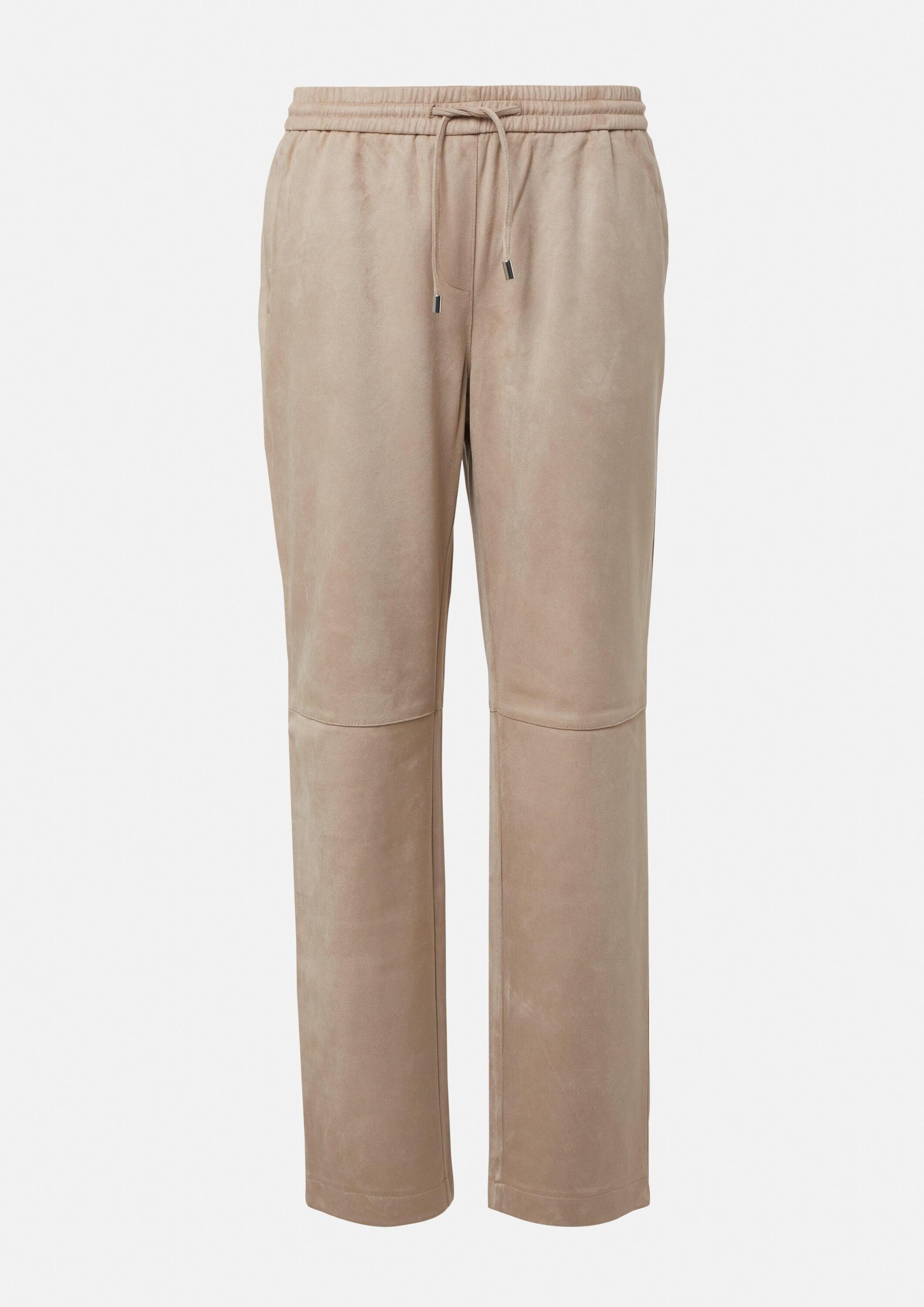comma Jogginghose Hose Jogpants in Veloursleder-Optik