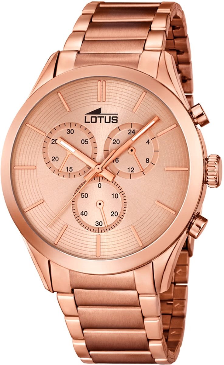 Lotus Quarzuhr Lotus Herren Uhr Elegant L18116/1 Stahl, (Chronograph), Herren Armbanduhr rund, groß (ca. 43,2mm), Edelstahlarmband bronze