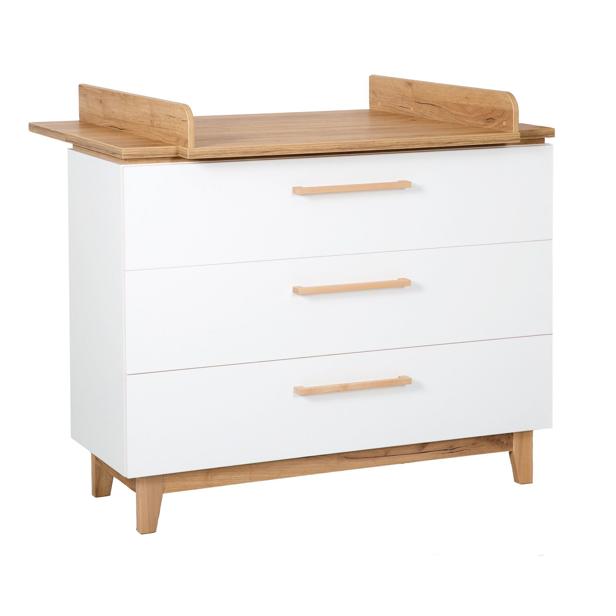 roba® Wickelkommode Finn, Wickeltisch mit Aufsatz - Soft Close - 3 Schubladen