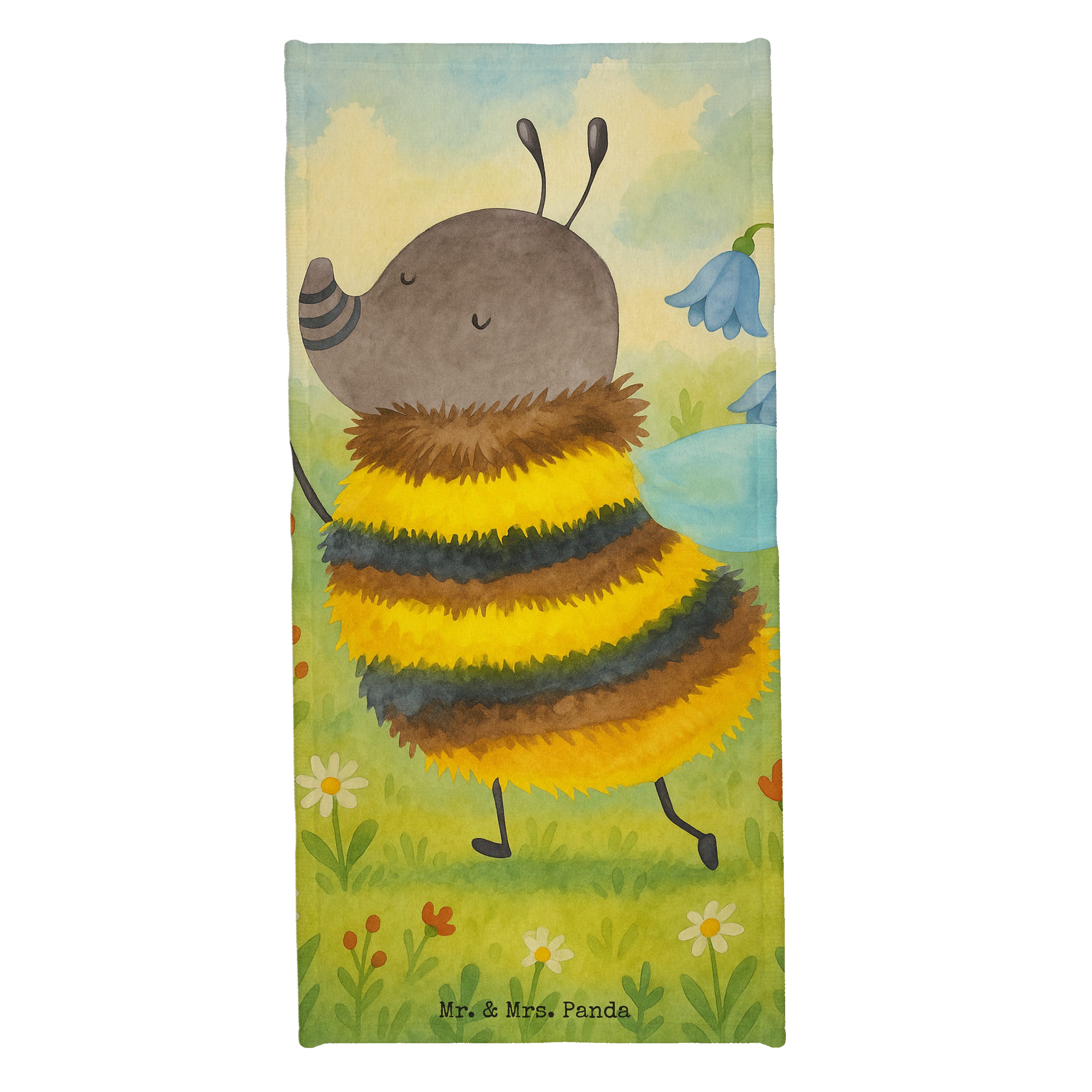 Mr. & Mrs. Panda Handtuch Hummel flauschig Design, Duschhandtuch, Weiß, Strandtuch, Sport Handt, Kunstfaser (Packung), Lustige Sprüche Strandtuch Badhandtuch
