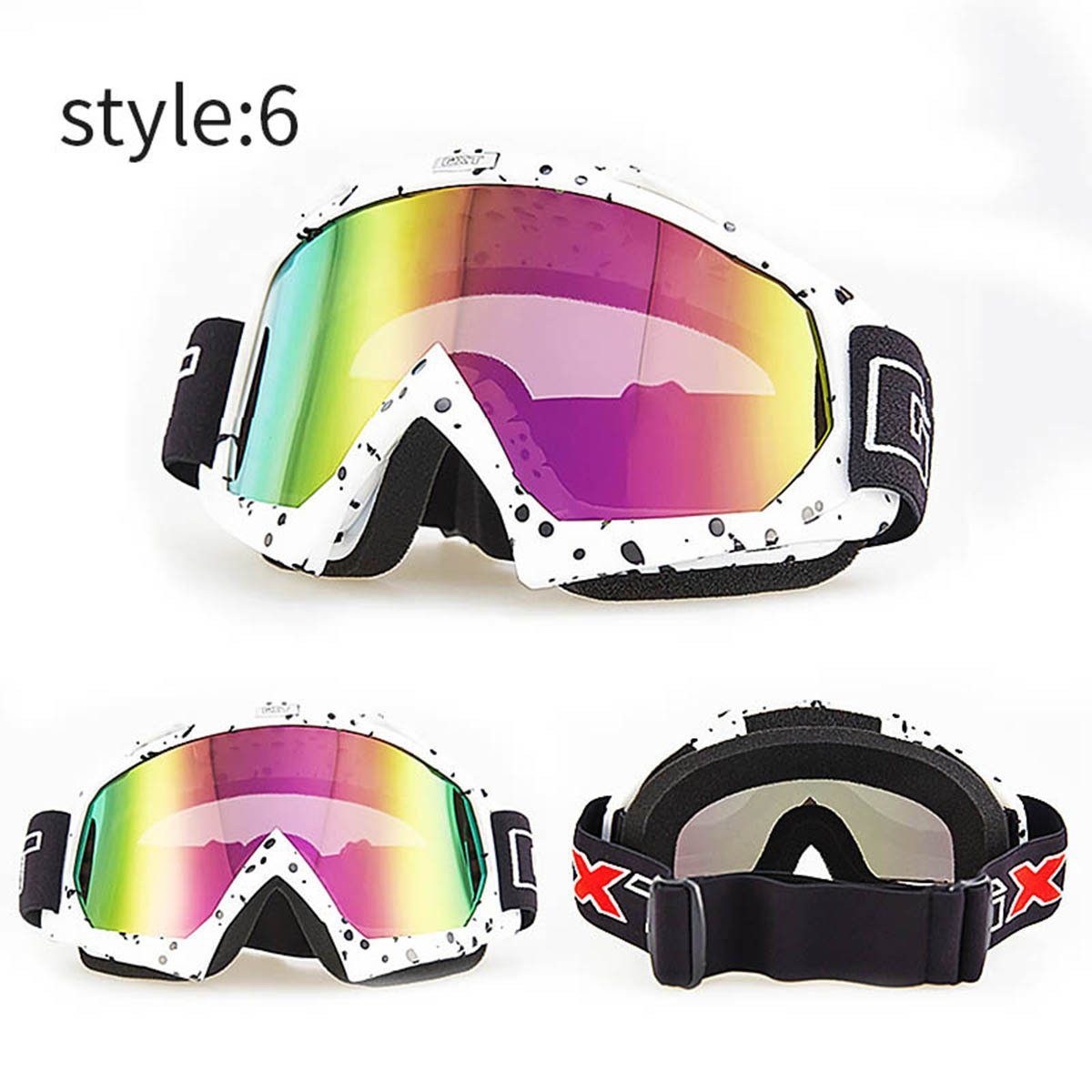 Blusmart Skibrille Motocross Brille ATV MTB DH Winddicht Skifahren Moto Bike Brille Glas 5