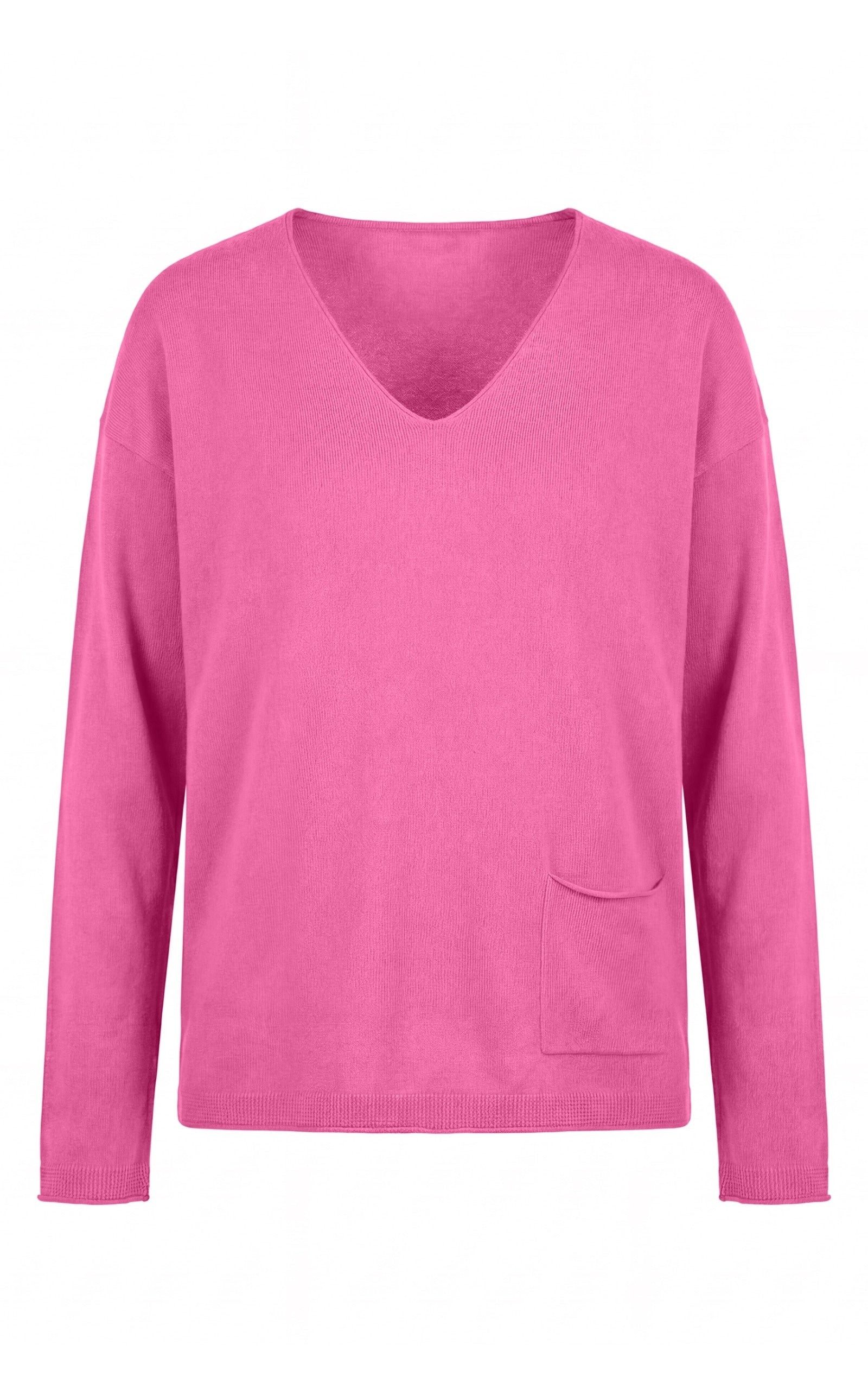 six-o-seven Strickpullover Lockerer Feinstrick V-Neck Pullover aus Viskose mit Tasche, Sommer