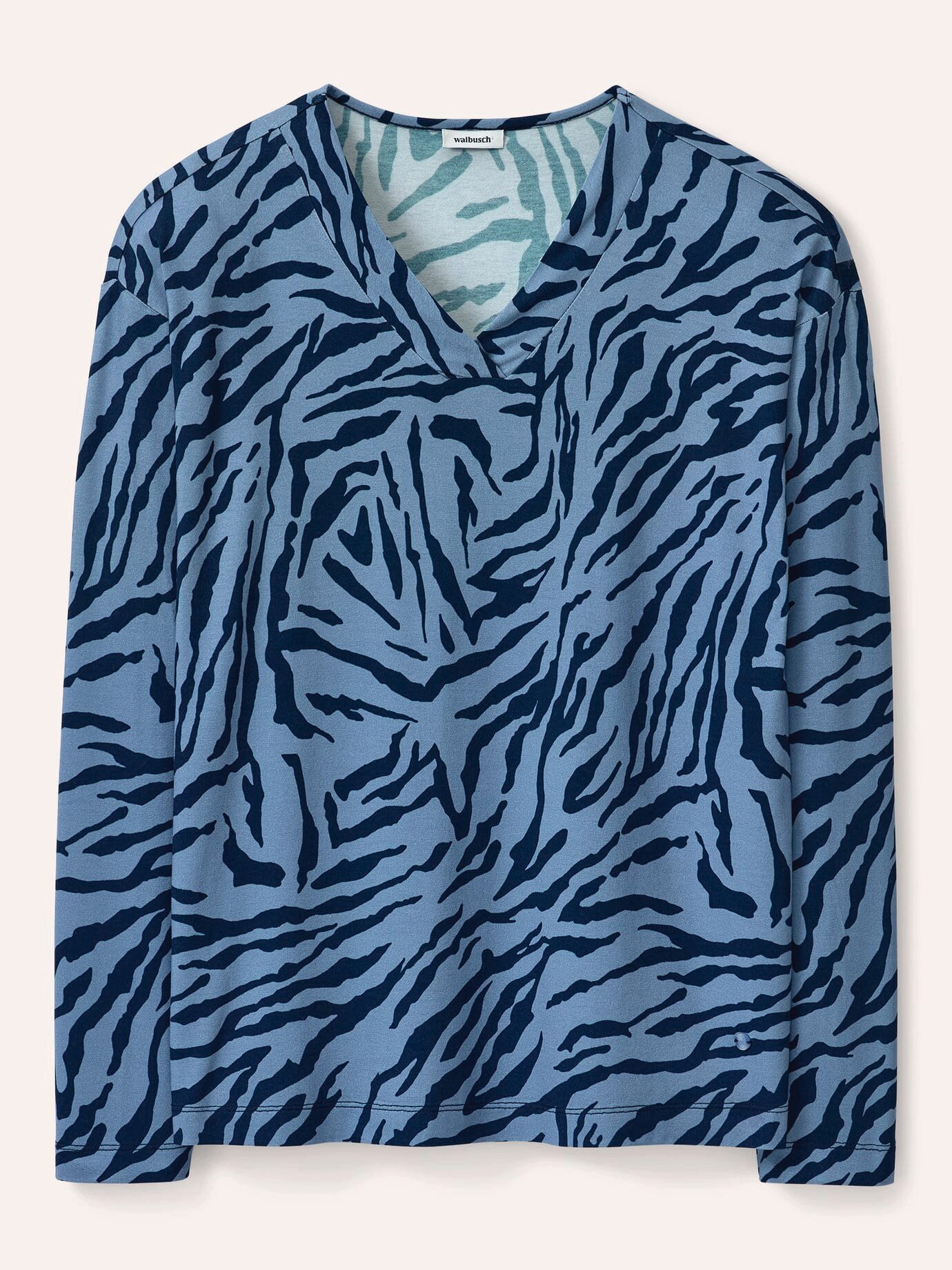 Walbusch T-Shirt Damen Shirt aus Viskose mit Animalprint V-Ausschnitt Langarm, V-Ausschnitt