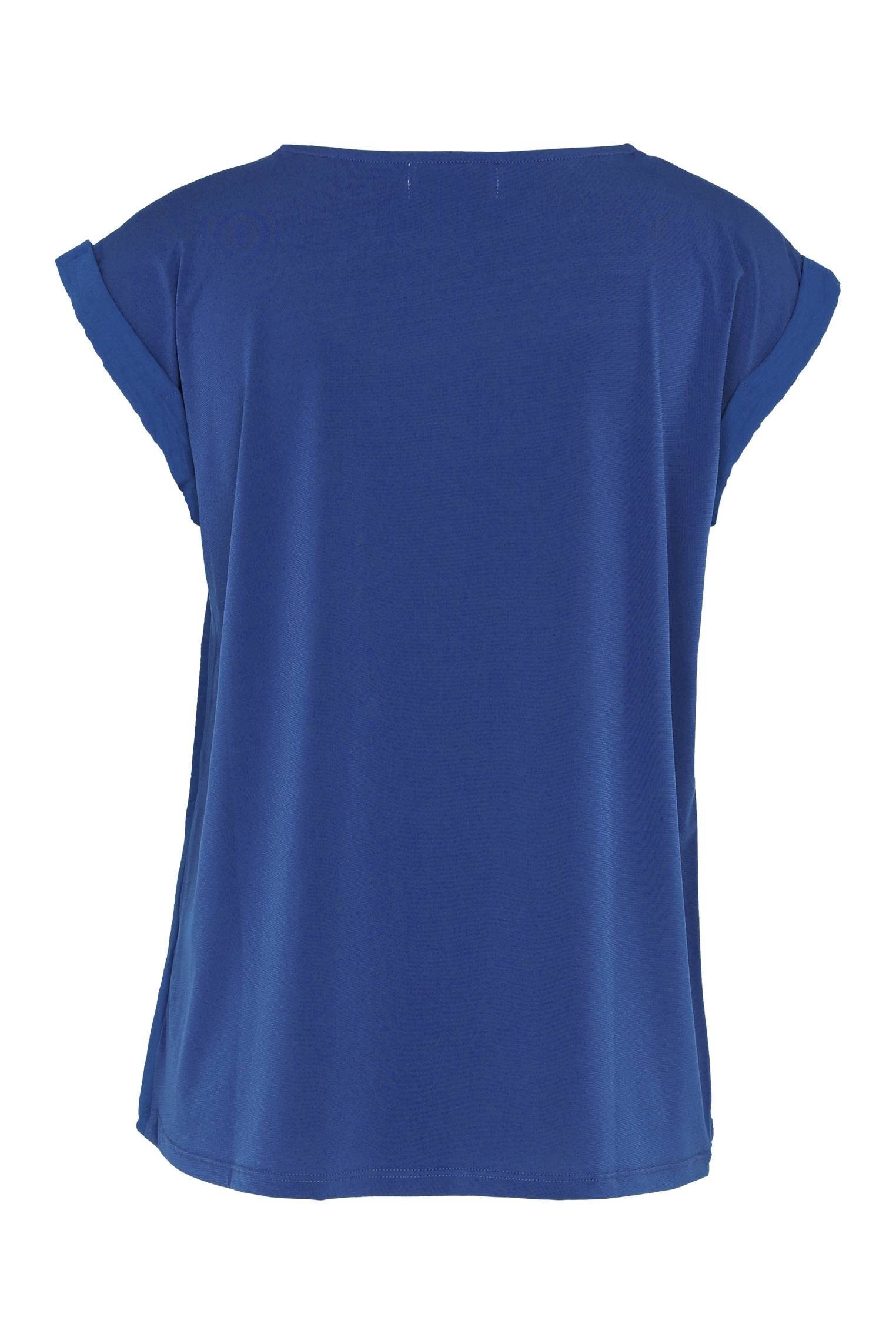 Kragen Bic T-Shirt Unifarbenes Blau Cassis Bearbeitetem Mit T-Shirt