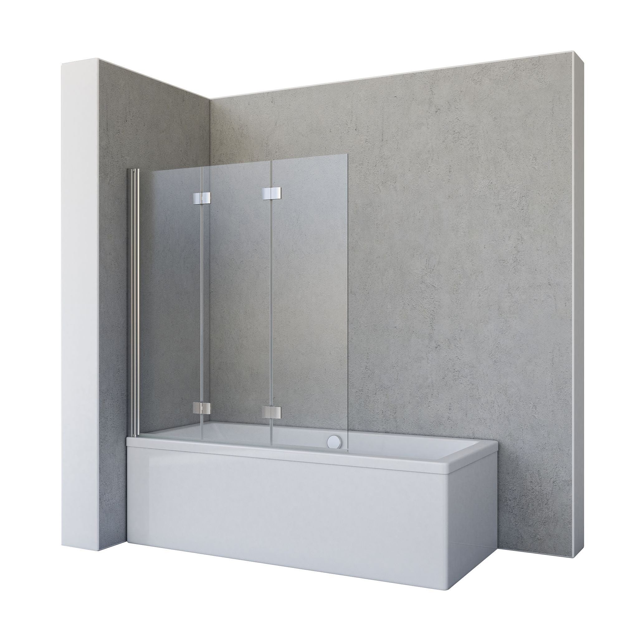 Schulte Badewannenfaltwand Valet 130 x 142 cm, Sicherheitsglas, (3 tlg), Klar Chromoptik