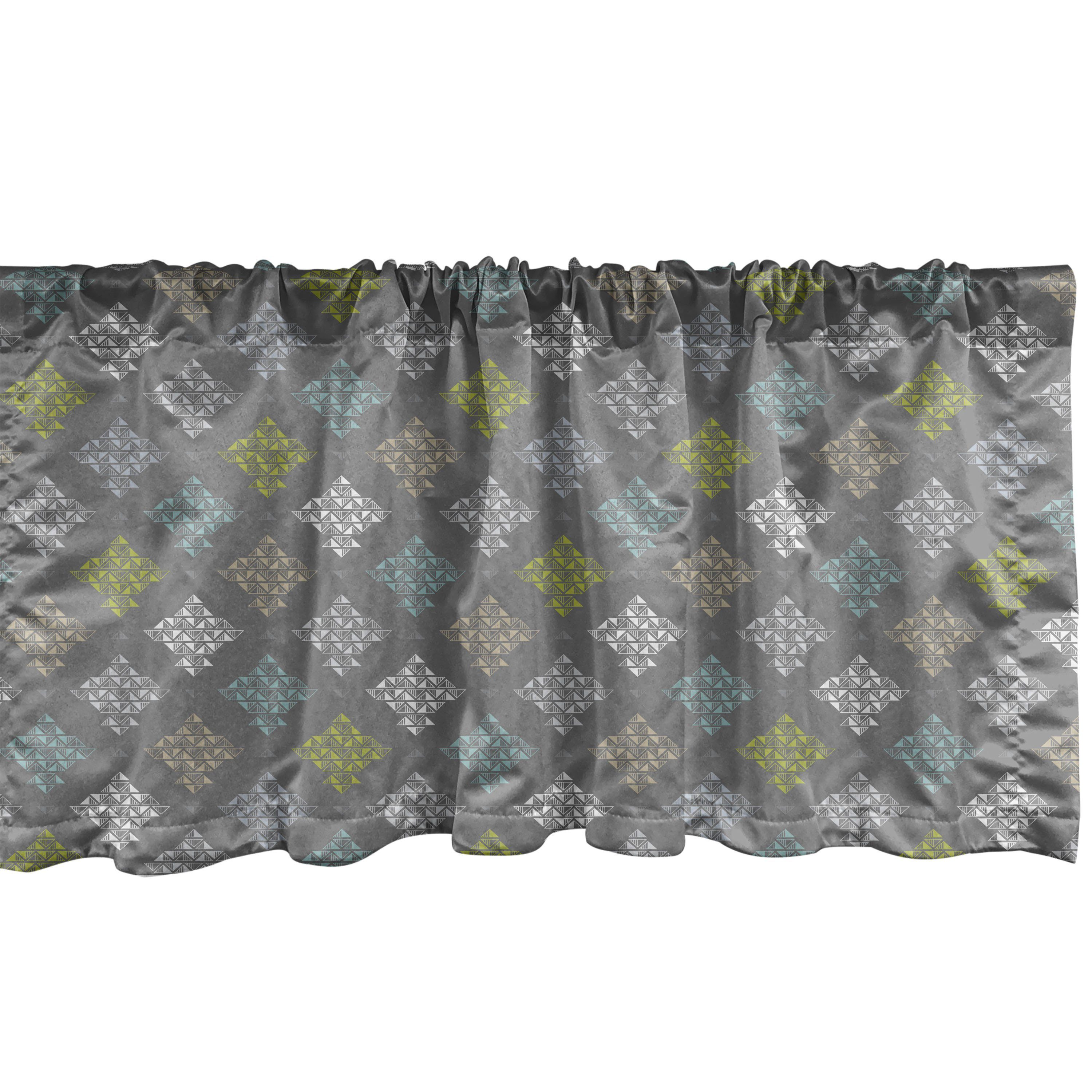 Scheibengardine Vorhang Volant für Küche Schlafzimmer Dekor mit Stangentasche, Abakuhaus, Microfaser, Abstrakt Moderne Triangles Motiv