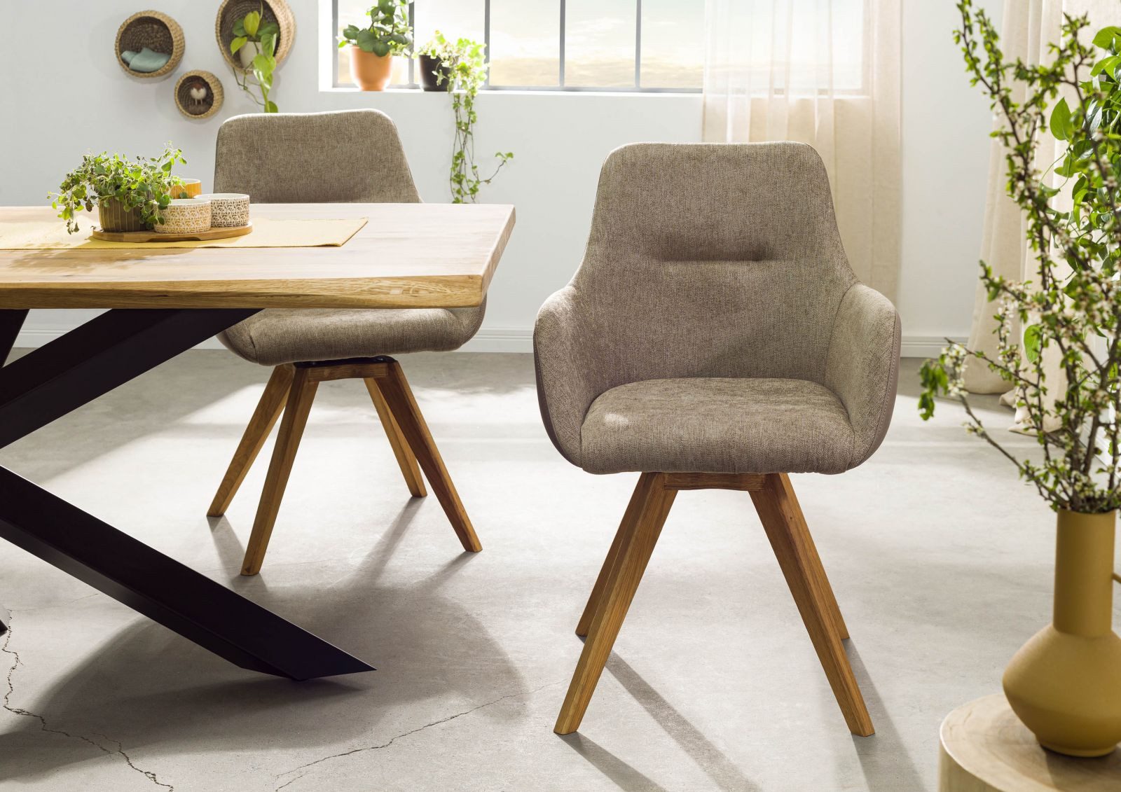 Massivmoebel24 Polsterstuhl TACOMA (taupe 100% Polyester Massivholz), 56 x 87 x 60 cm TACOMA #12