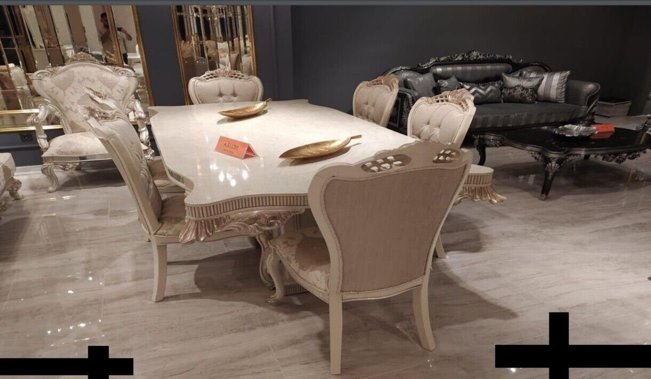 JVmoebel Esszimmer-Set Esszimmer Esstisch Stuhl Ess Gruppe Garnitur Set Holz Tische Stuhle, (7-St)