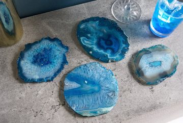 riess-ambiente Glasuntersetzer COASTER 11cm blau, Set, 4-tlg., Wohnzimmer · Achat · rund · Edelstein · Quarz · Handmade · Unikat