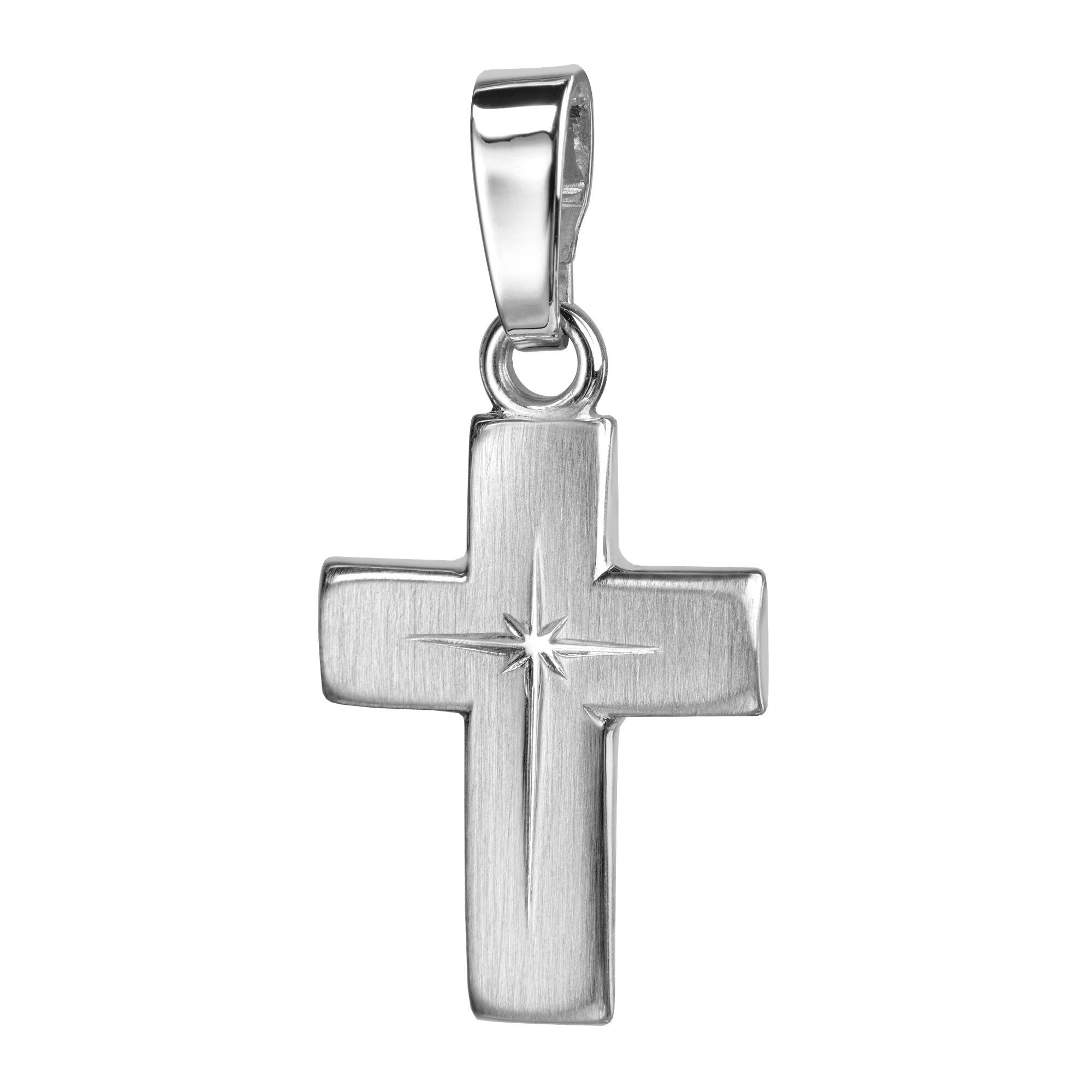 JEVELION Kreuzkette Kreuzanhänger 925 Silber - Made in Germany (Silberkreuz, für Damen und Kinder), Mit Silberkette 925 - Länge wählbar 36 - 70 cm oder ohne Kette.