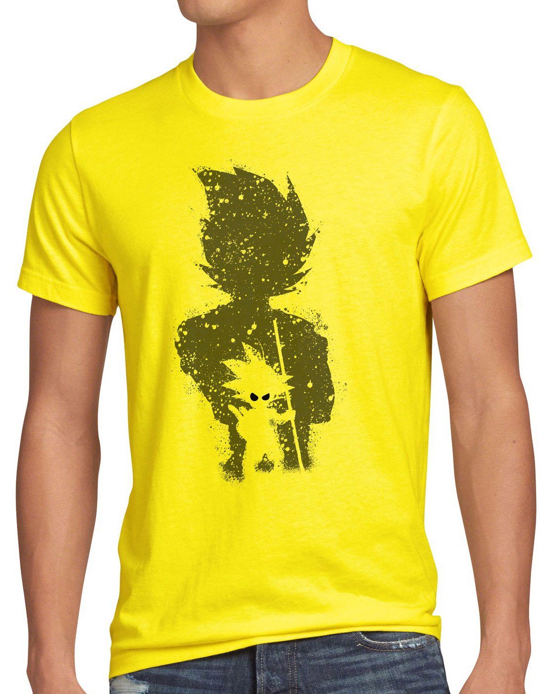 ball T-Shirt Evolution vegeta Print-Shirt Goku son Herren saiyajin balls style3 gelb roshi anime dragon