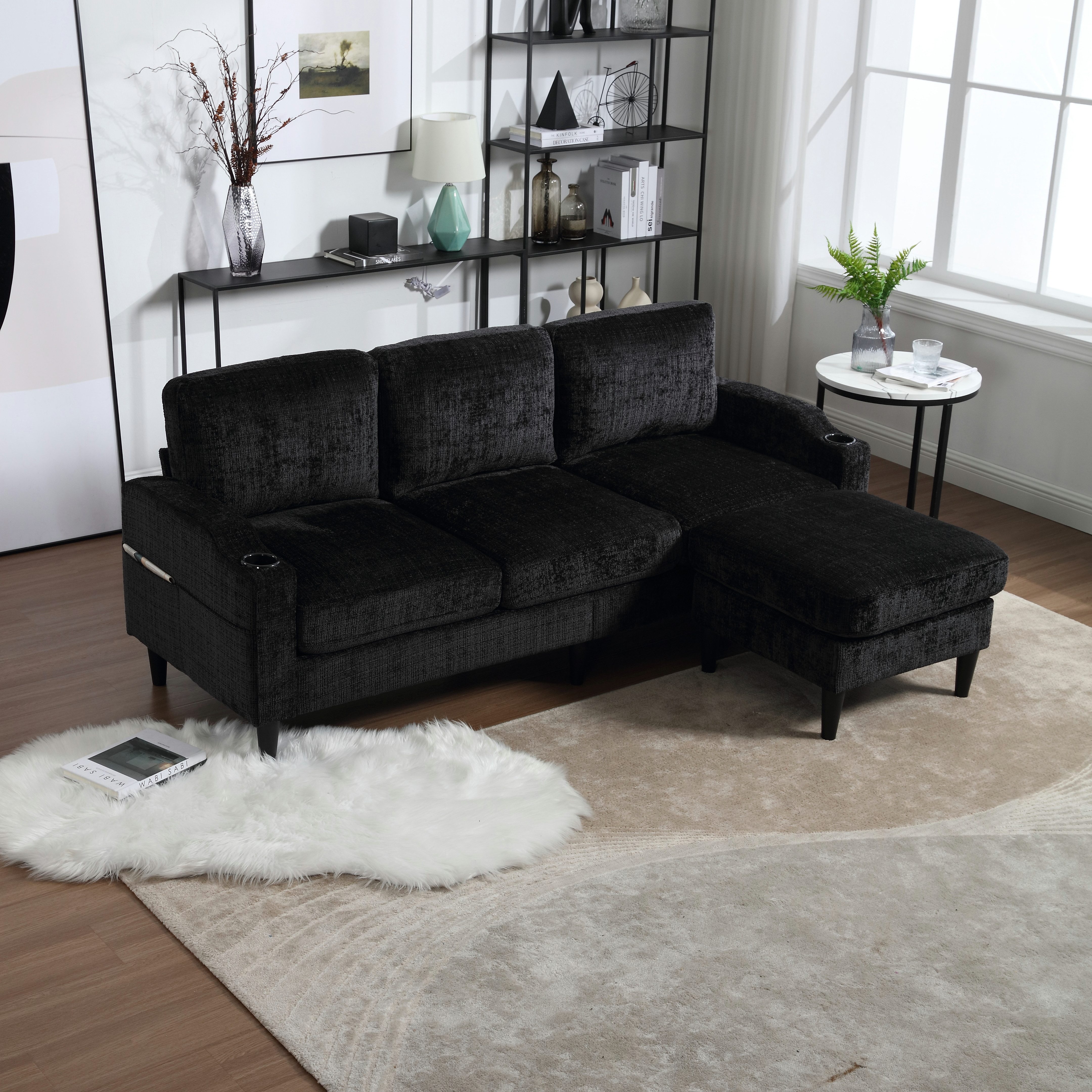 Odikalo 3-Sitzer Wohnzimmersofa Loungesofa mit Hocker günstig online kaufen