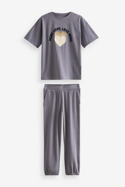 Next Pyjama 3er-Pack Schlafanzug mit Slogan und Jogginghose (6 tlg)