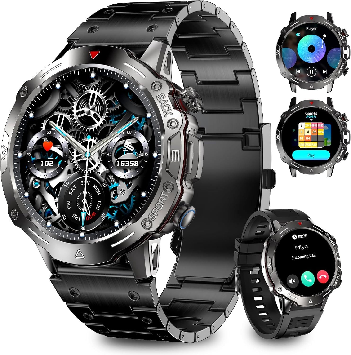 HOMAILIDA G102 Smartwatch (3,5 cm, Android ios), Smartwatch mit Wechselarmbändern, 100 Sportmodi, IP68, HD Display