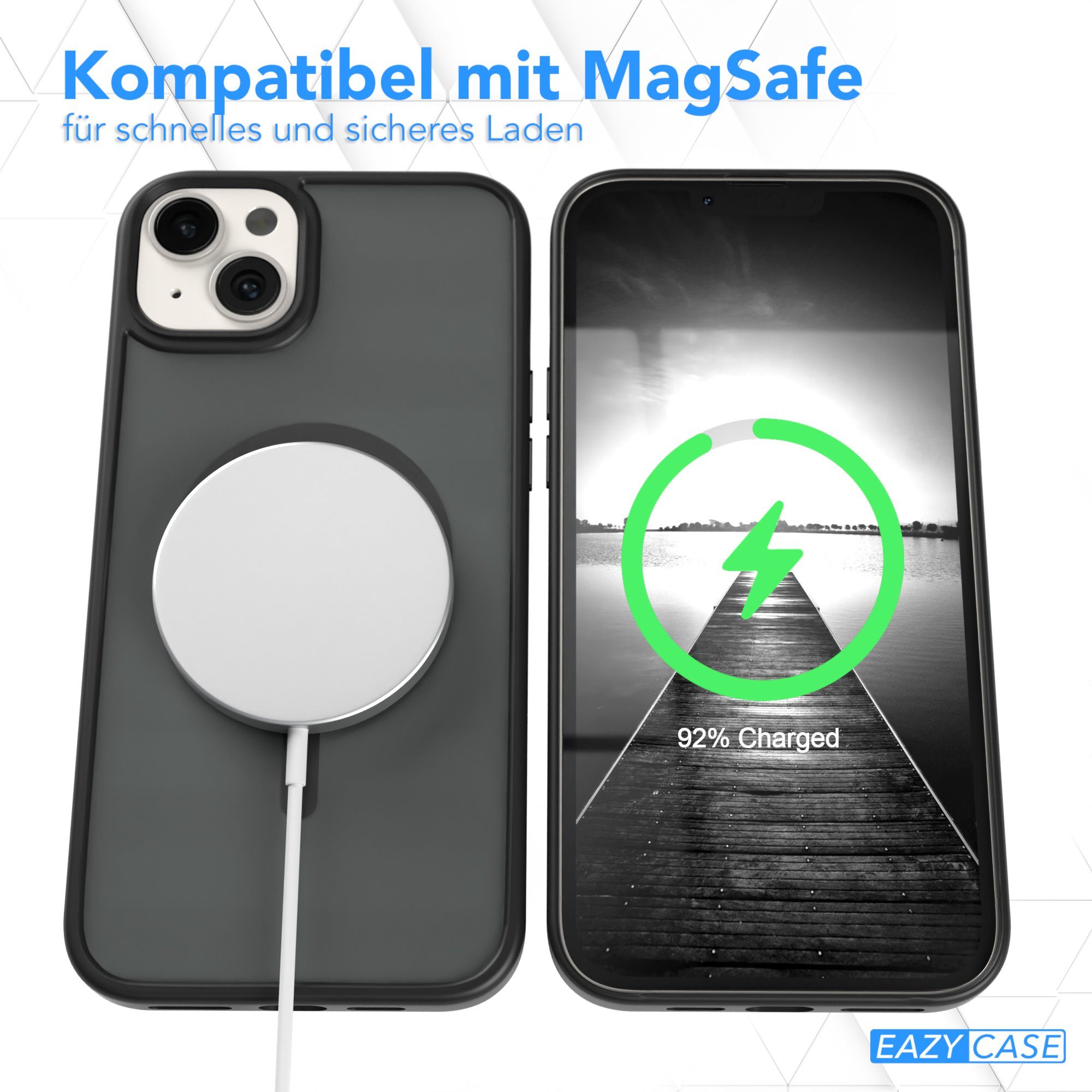 EAZY CASE Handyhülle Outdoor Case MagSafe für Apple iPhone 14 Plus, Outdoor Handy Hülle Slim Cover Silicon Case Bumper Outdoorcase Schwarz