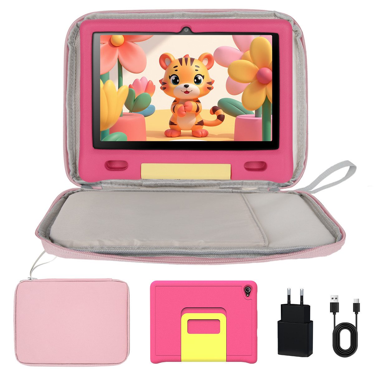 BUFO 10 Zoll 3GB RAM, 128GB, 1280x800 HD Display, Wi-FI 6, 5000mAh, Kinder Tablet (10", 128 GB, Android 15, 5G WiFi, Kinder-Tablet mit Elternkontrolle, langlebiger Case, HD 1280x800)