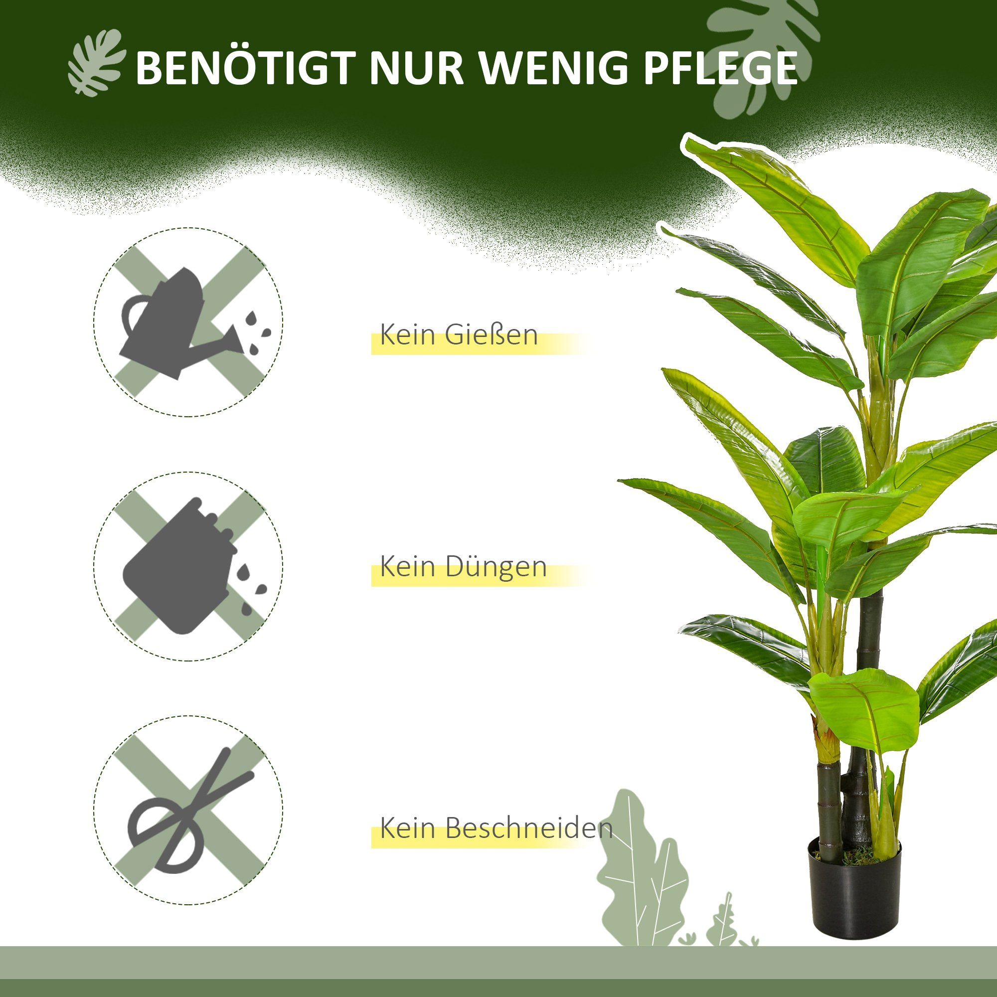 Kunstpflanze künstliche Pflanze mit Bananenbaum Design, HOMCOM