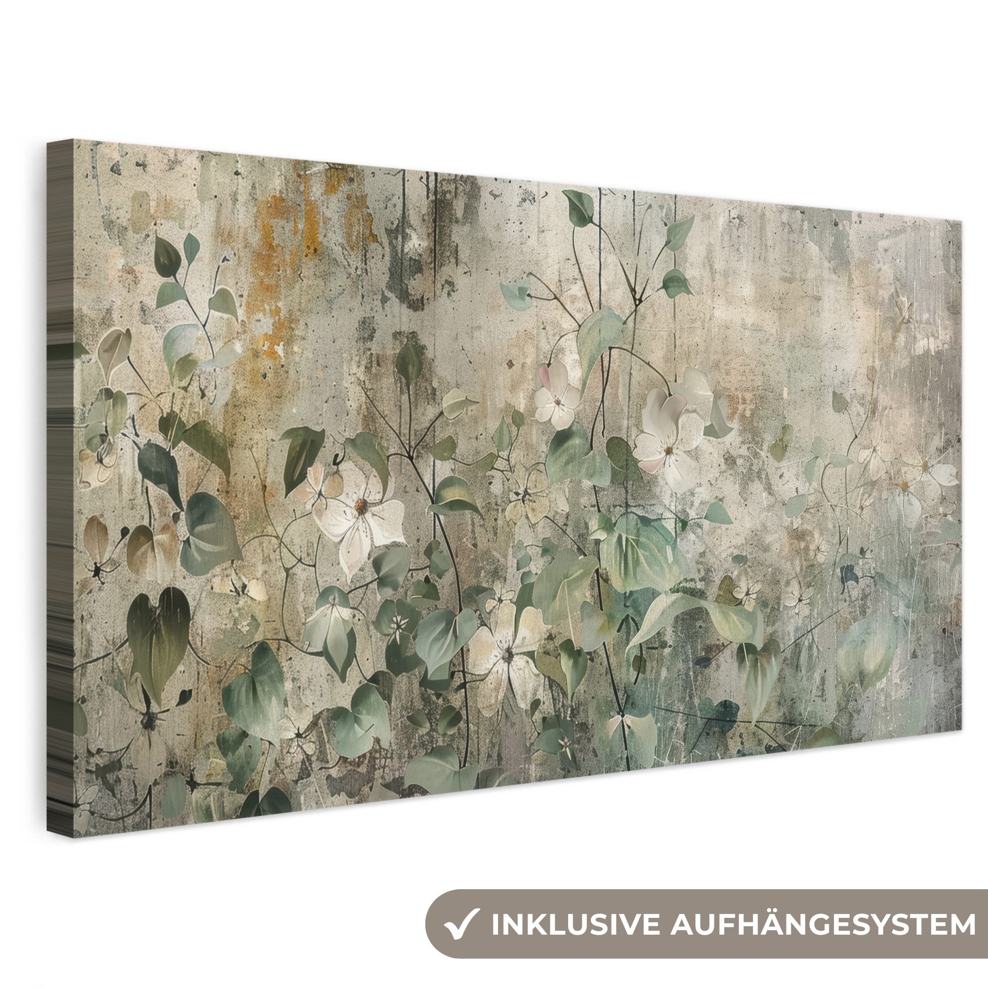 OneMillionCanvasses® Leinwandbild Panorama Blumen - Blätter - Abstrakt - Modern, Fotodruck (1 St), Wandbild XXL für Wohnzimmer Küche 100x50 cm