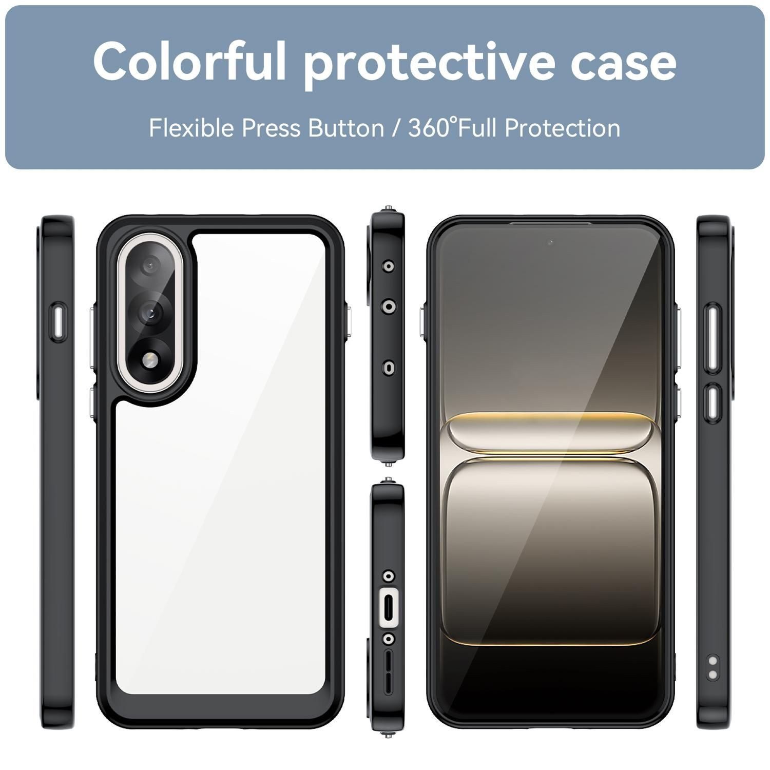 Wigento Handyhülle Für OnePlus Nord 5 Colorful Series TPU / Acryl Schutz Hülle Schwarz, Colorful Series Hybrid Schutzhülle