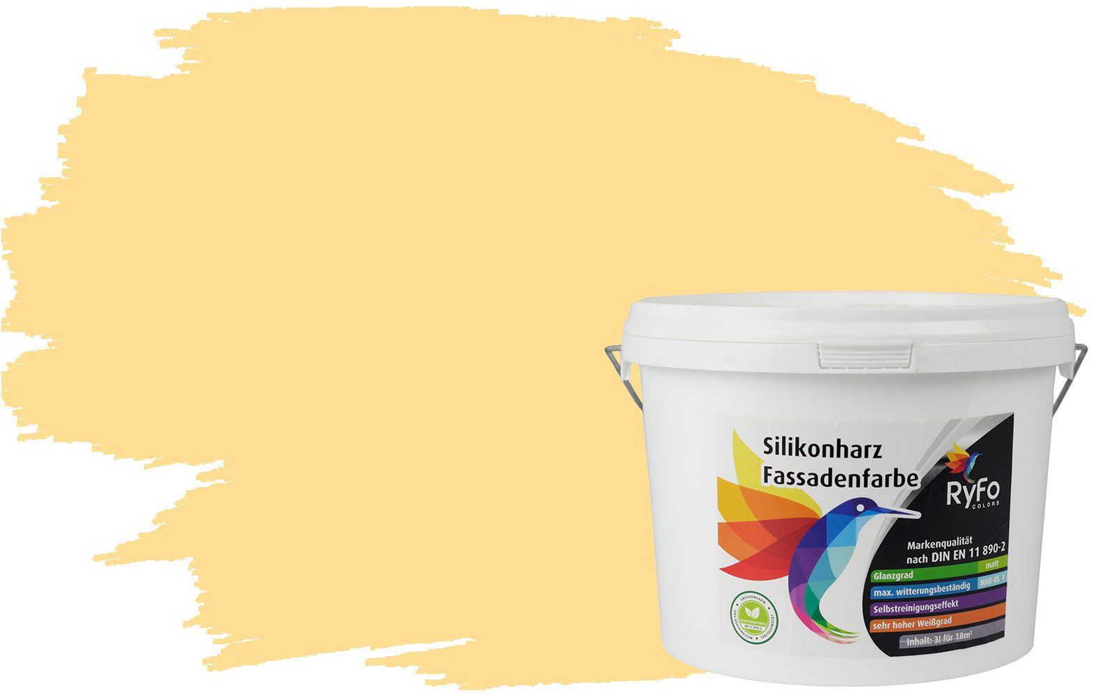 RyFo Colors Fassadenfarbe Silikonharz Fassadenfarbe Orangetöne, 1 L ca. 6 m², Wasserabweisend, diffusionsfähig, schützt vor Schmutz, Algen, Pilzen