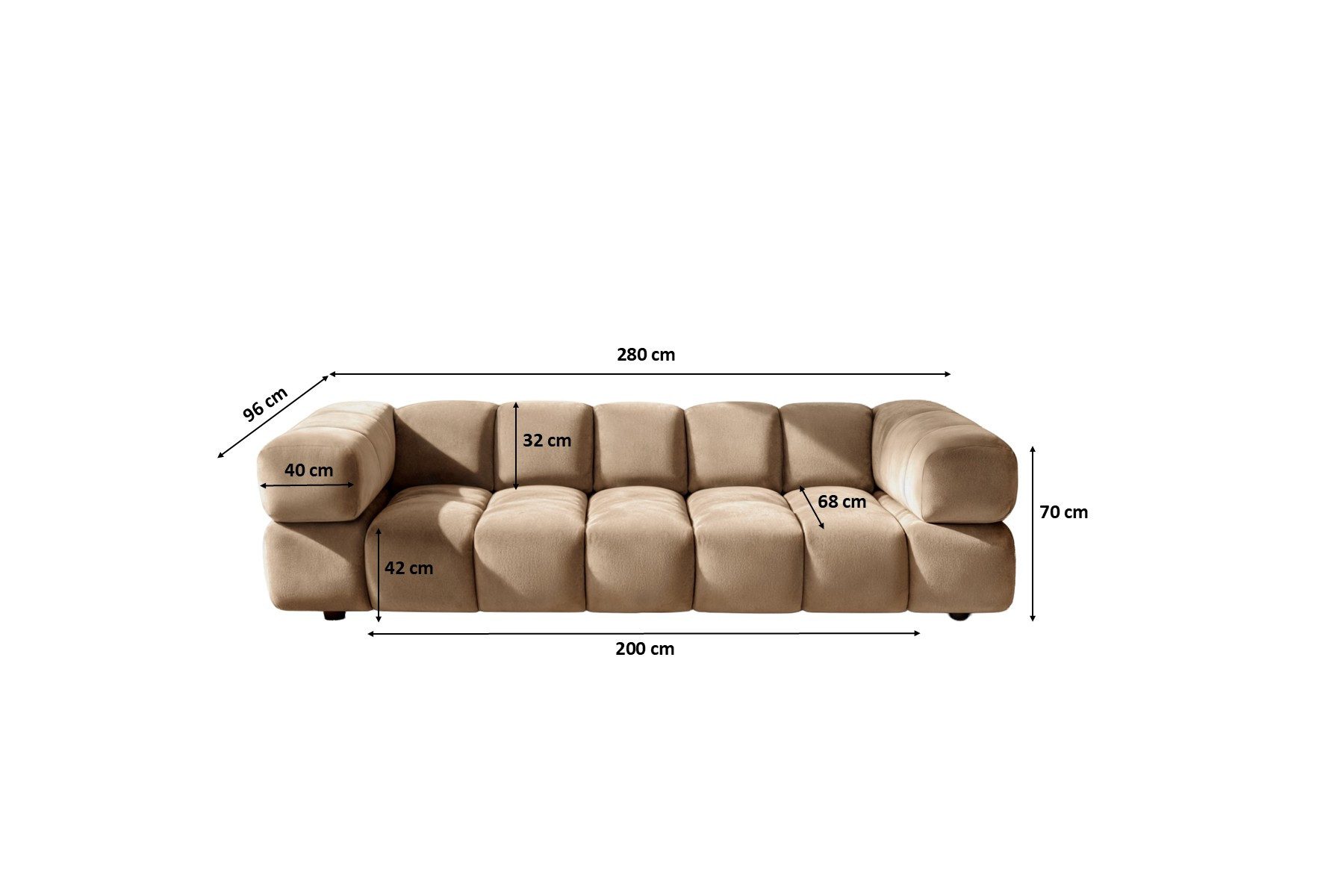 Kaiser Möbel Sofa 4-Sitzer für Wohnzimmer, Samtstoff Bluvel, Averro, 4-Sitzer, Edler Samt-Look mit leichtem Glanz, 4-Sitzer-Sofa für große Wohnräume – Bild 3 von 5