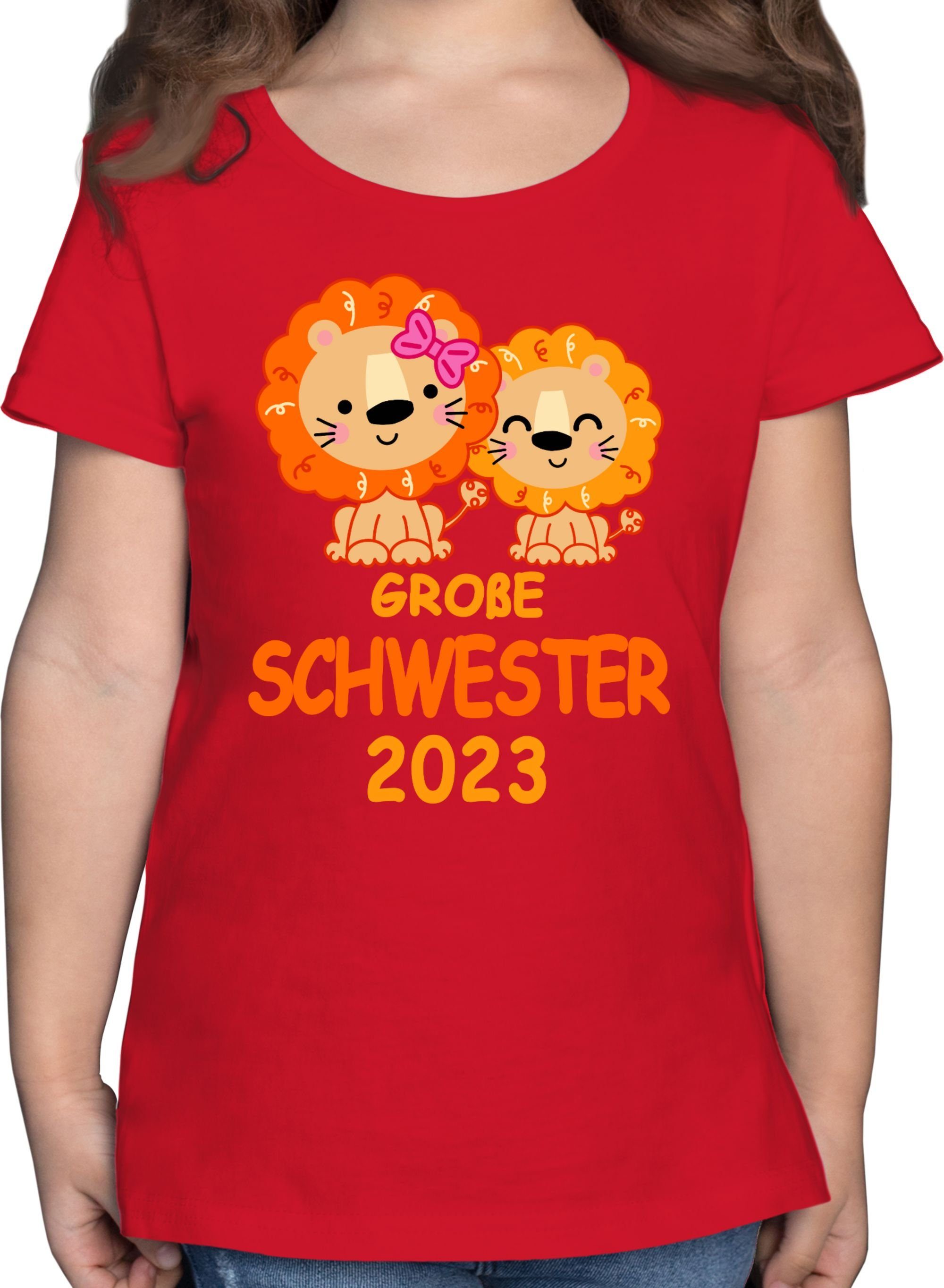 Shirtracer T-Shirt Große Schwester 2023 mit Löwen Große Schwester 3 Rot