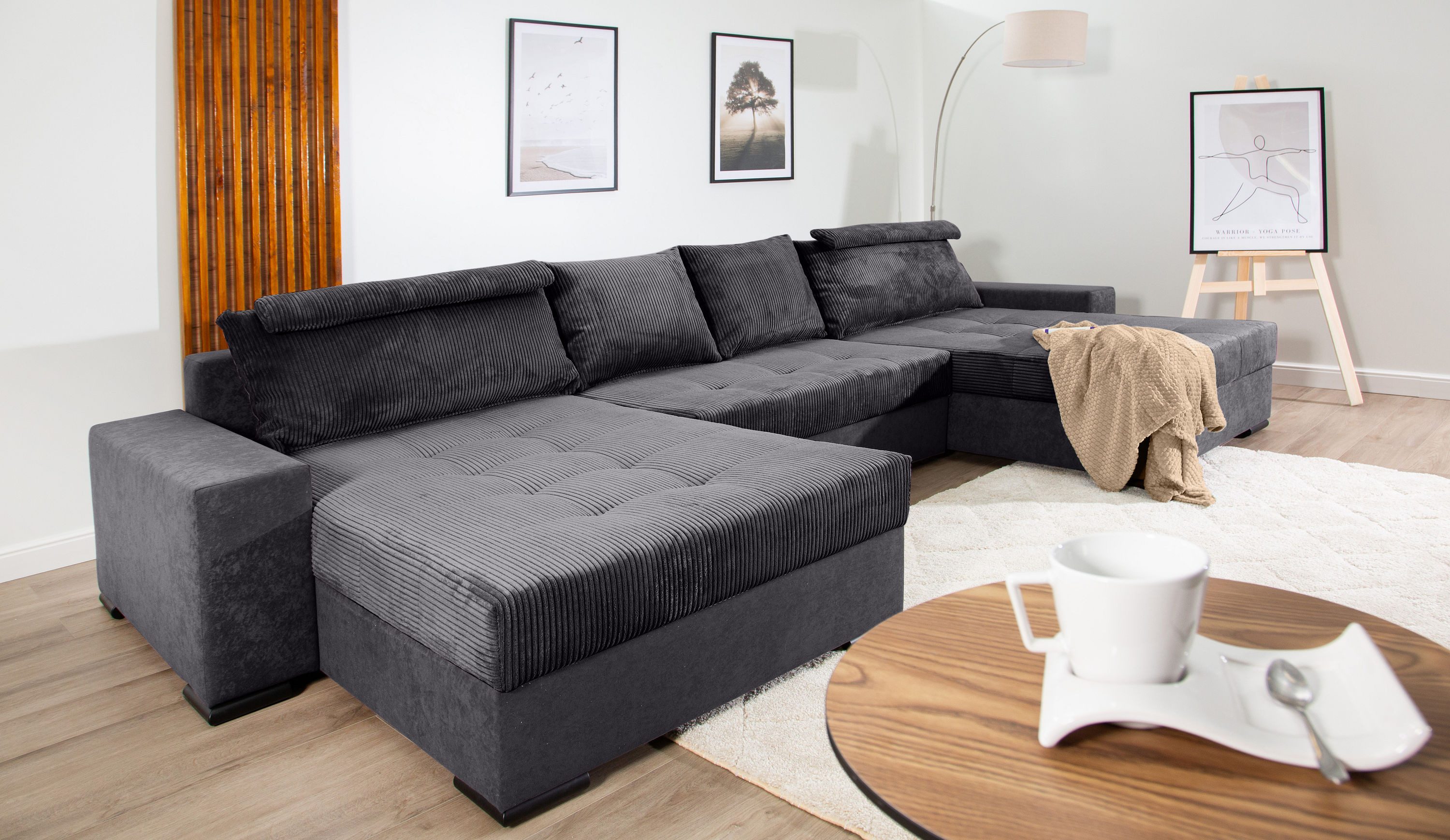 COLLECTION AB Wohnlandschaft Josy XXXL-Relax U-Form, B: 352 cm, Schlaffunktion, Bettkasten & 2 Nackenkissen, Federkern