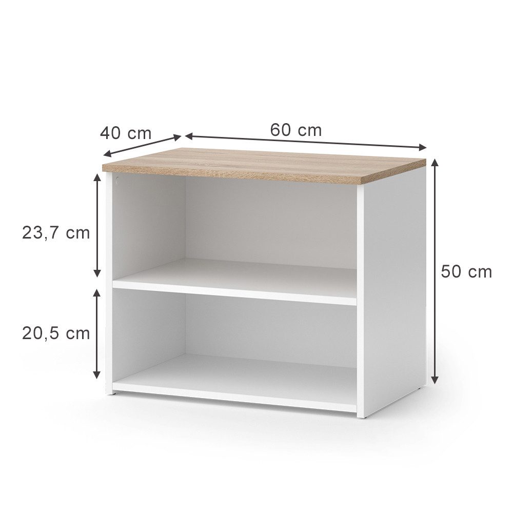 Vicco Lowboard Wido, Weiß/Sonoma, 60 x günstig online kaufen