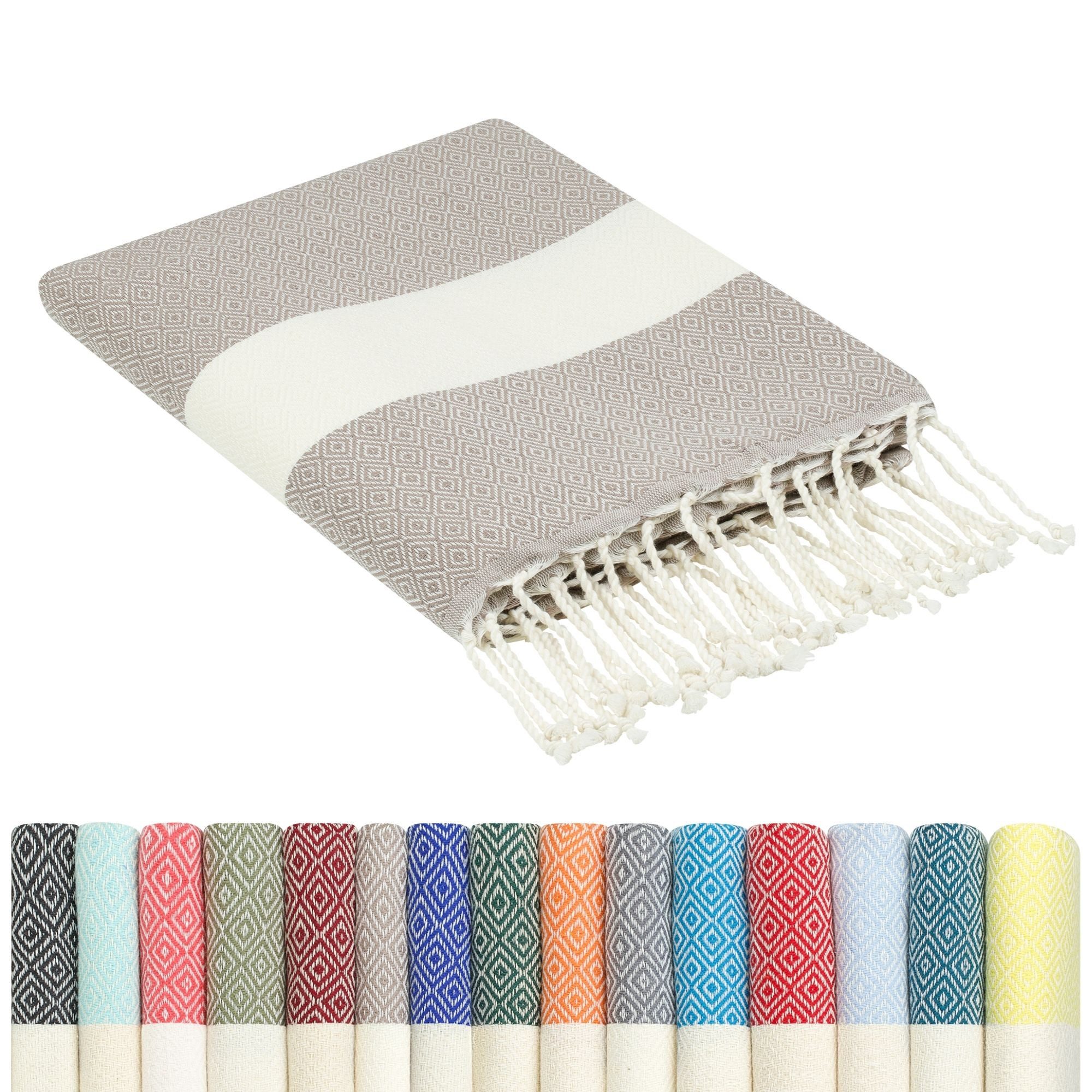 furora HOLIDAY Strandtuch groß 100x200 cm Strand Tuch, aus Baumwolle, Hamamtuch Badetuch, leicht, lang, dünn & kompakt