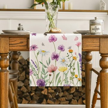 Läufer Gänseblümchen Lavendel Sommer Tisch Läufer, PFCTART, Frühling Urlaub Küche Esstisch Indoor Party Dekoration
