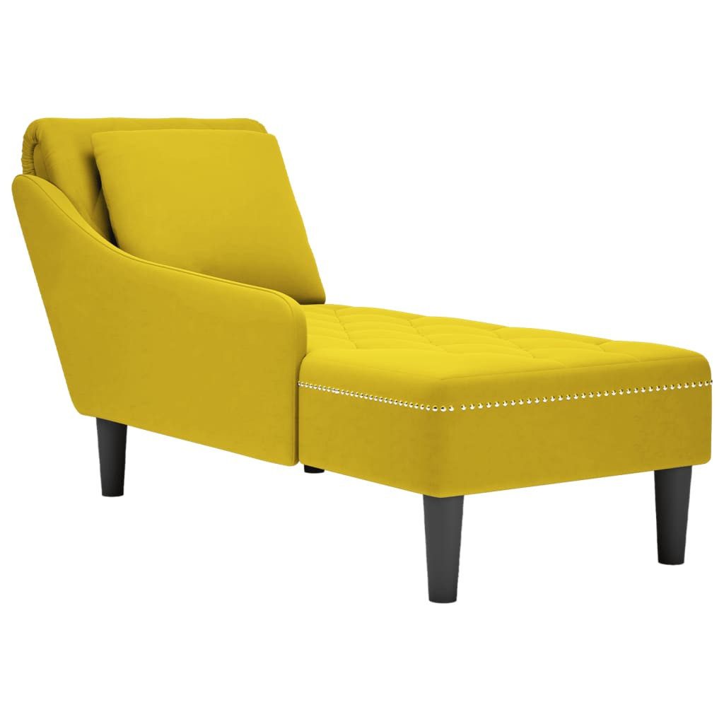 vidaXL Sitzbank 145 x 56 x 70 cm Chaiselongue mit Kissen und Rechter Armlehne Gelb Sam