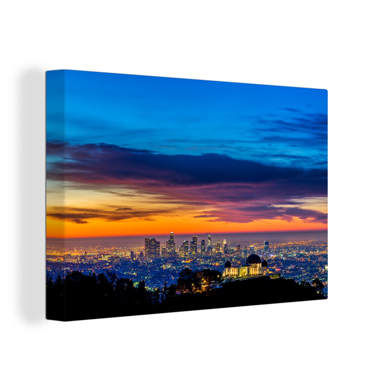30x20 St), Horizont Sonnenaufgang, Observatorium Griffith am (1 OneMillionCanvasses® Leinwandbild Aufhängefertig, Leinwandbilder, vor Wandbild Farbenfroher Wanddeko, cm