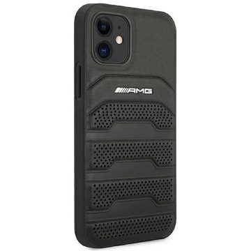 Mercedes Handyhülle iPhone 12 Mini AMG Cover Hardcase Leder schwarz