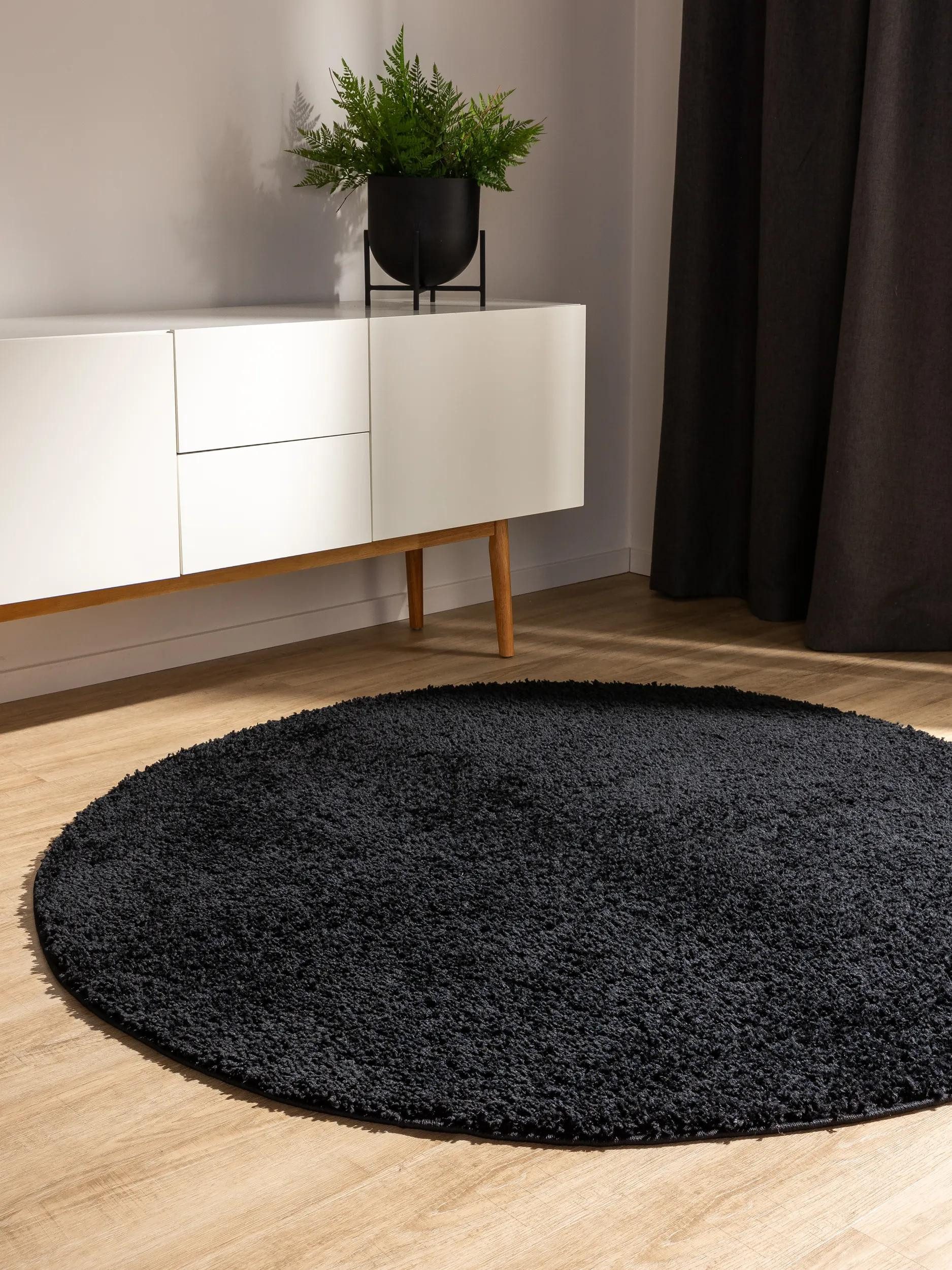 benuta Hochflor-Teppich Soho, rund, Höhe: 31 mm, Teppich Wohnzimmer, Schlafzimmer, Esszimmer, Rutschfest, Waschbar
