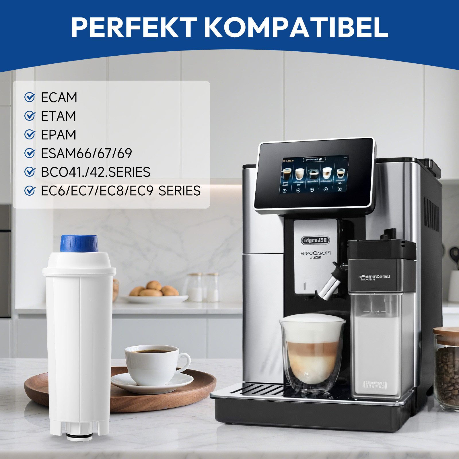 Filswa Wasserfilter für kaffeemaschinen delonghi 10er Pack filterkartusche, Zubehör für De'Longhi Kaffeemaschinen der ECAM, ETAM, EPAM, ESAM, BCO, EC-Serie