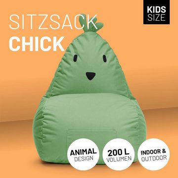 Lumaland Sitzsack Kinder Tier Chick Kissen 80x75x75 cm, niedliches Kindersitzkissen, Wow Effekt im Kinderzimmer, pflegeleicht