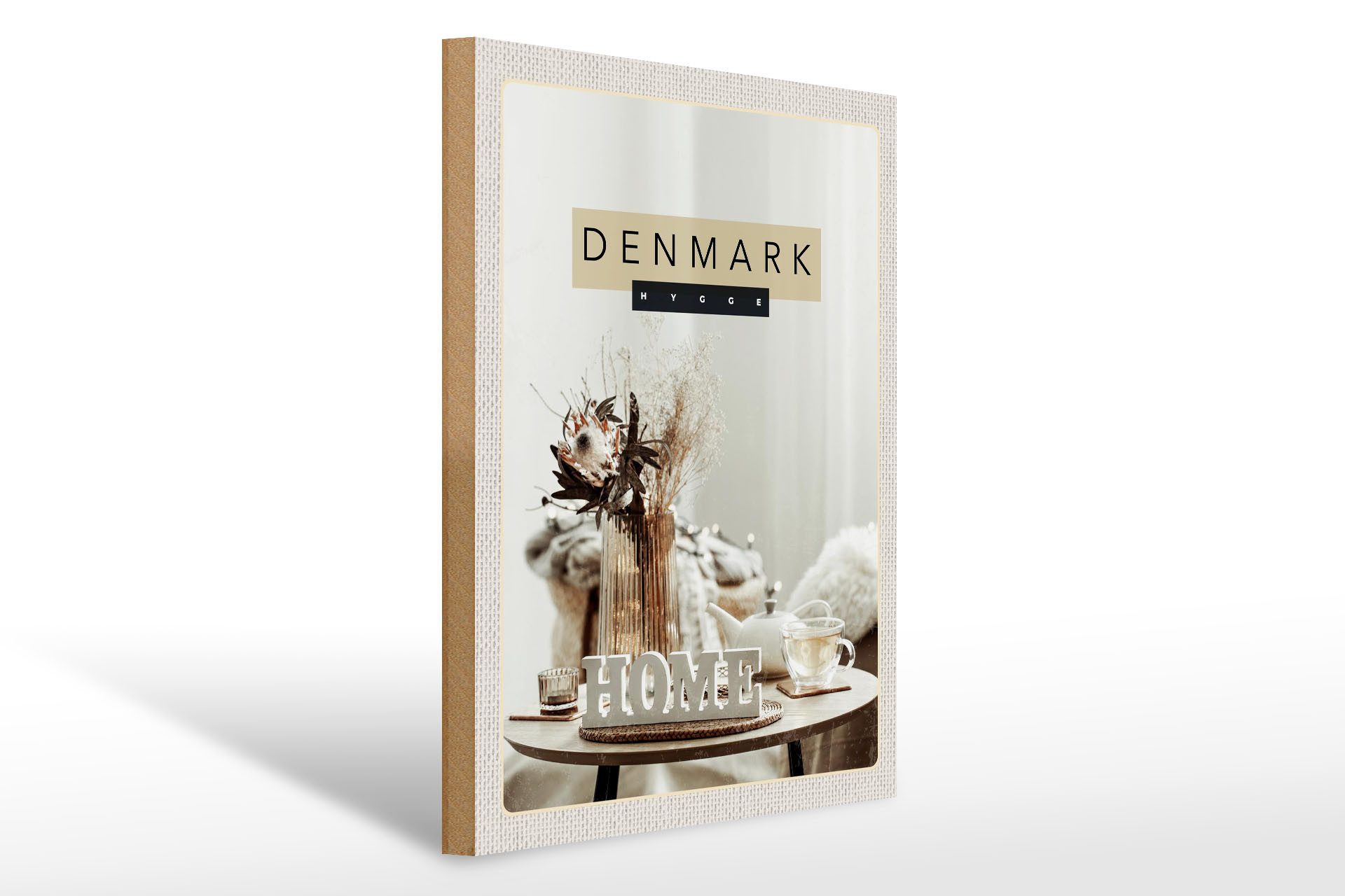 Holzbild Reise 30x40cm Dänemark Wohnungseinrichtung weiß