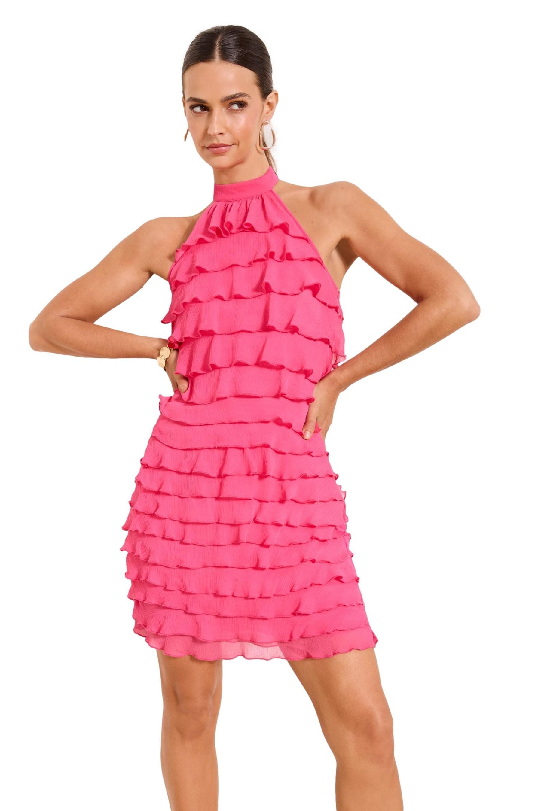 LIPSY Minikleid Lipsy Neckholder-Minikleid mit Rüschen, Regular (1-tlg)
