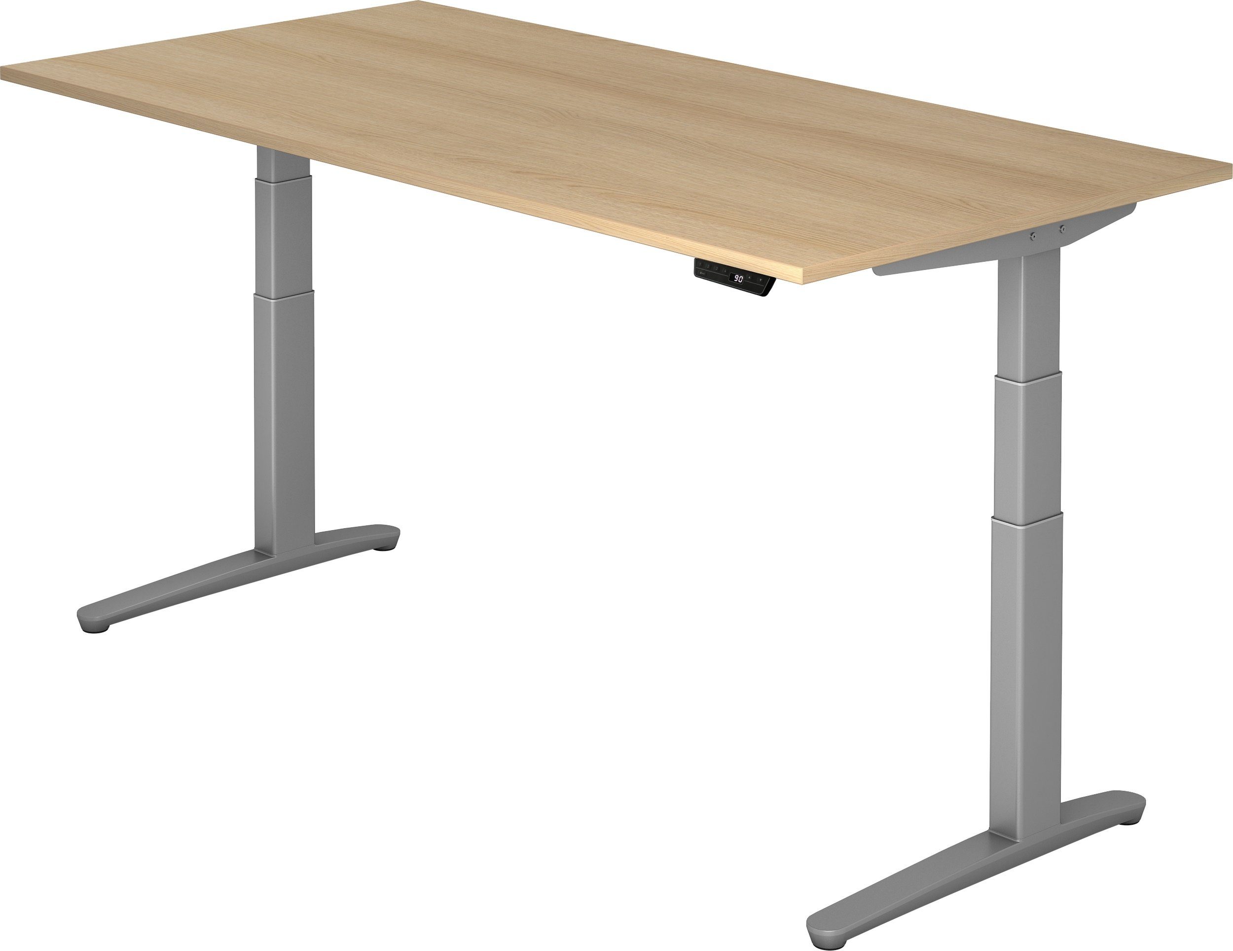 bümö Schreibtisch Schreibtisch elektrisch XBHM, Rechteck: 200 x 100 cm - Dekor: Eiche - Gestell: Silber