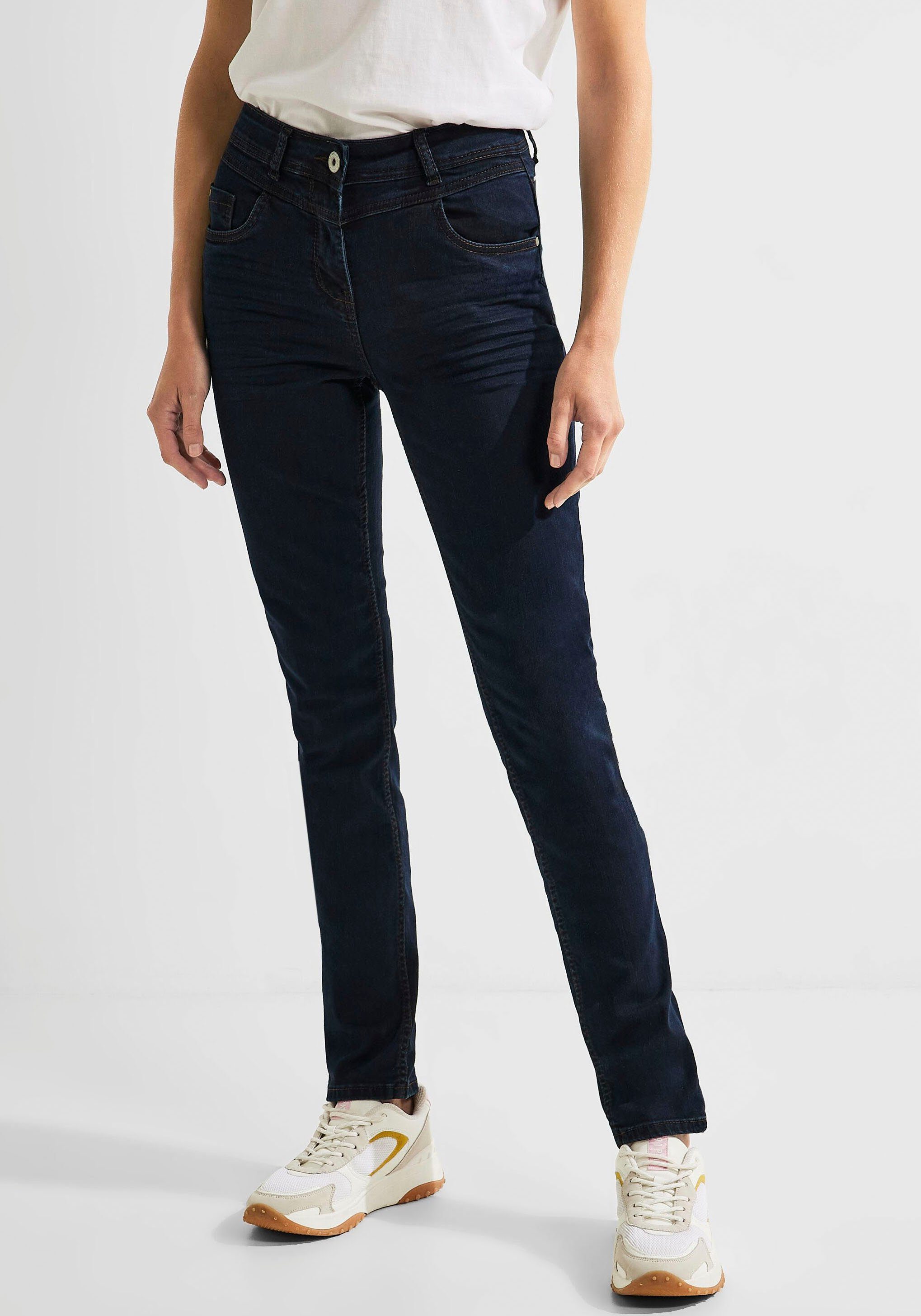 Cecil Slim fit Jeans im Style Toronto Im klassischen 5 Pocket Stil mit kontrasten Nahten