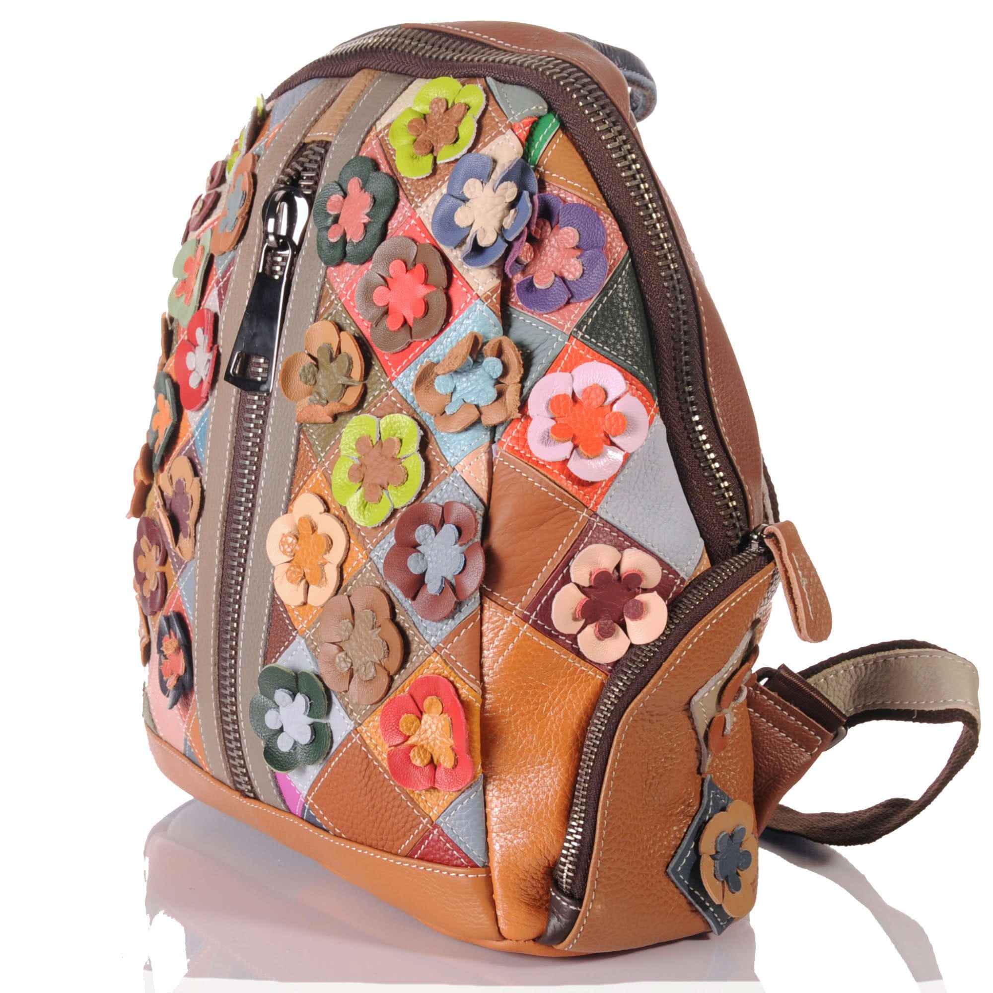 KMISSO Henkeltasche Handgefertigter City Backpack Pachwork Rucksack Blumen günstig online kaufen