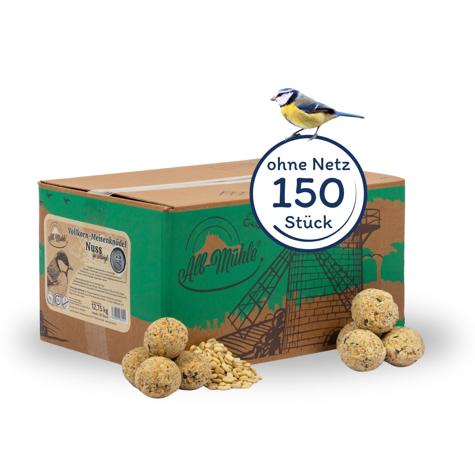 Lyra Pet 150 Stk. Lyra Pet® Meisenknödel Alb-Mühle ohne Netz Vollkorn & Nuss, für: Wildvogel