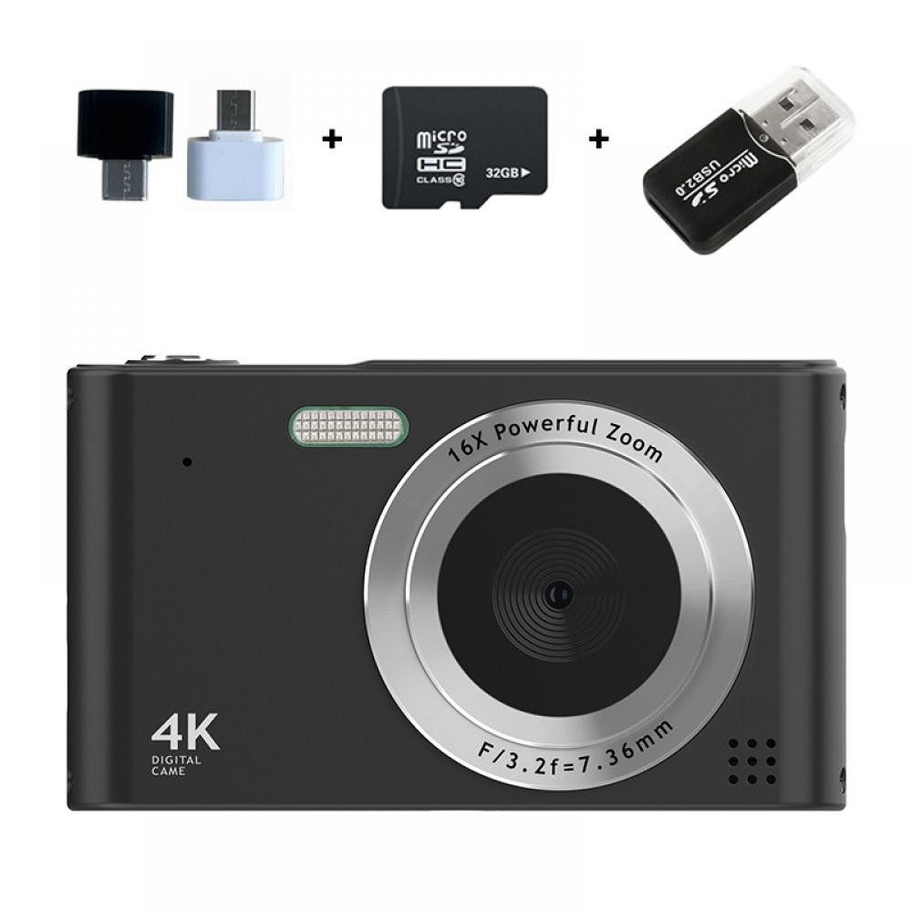BBWL 16X Zoom mit CMOS Sensor, 2,4 Zoll Display, 64GB Speicherkarte Vollformat-Digitalkamera (21.3 MP, 16x opt. Zoom, 5328×4000 Auflösung, kompakte Kamera für Einsteiger & Schüler)