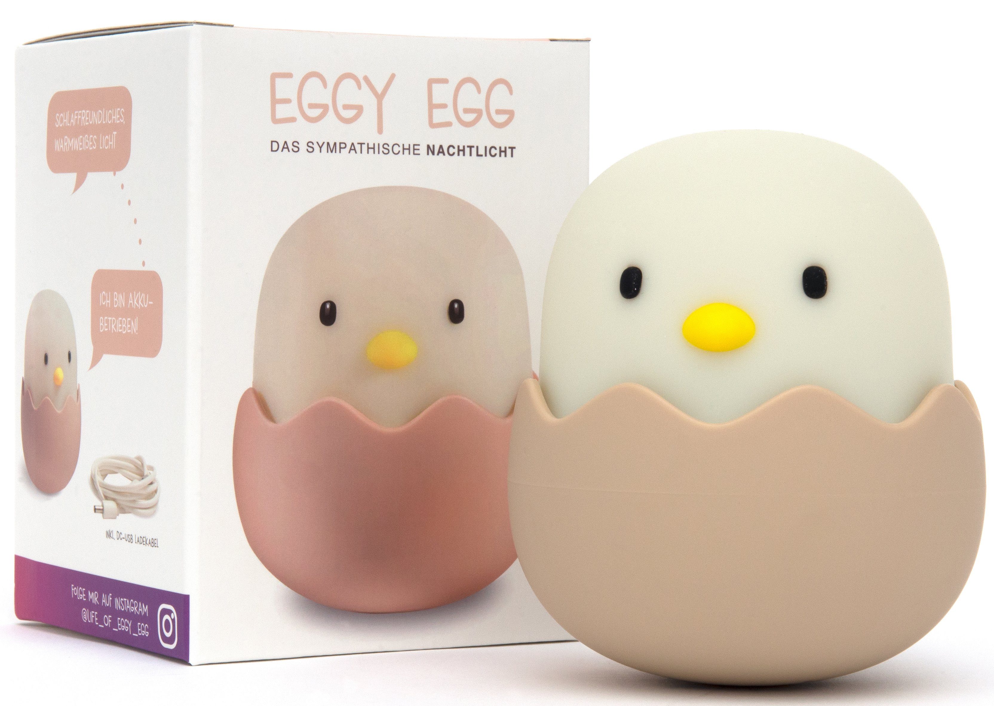 niermann LED Nachtlicht Eggy Egg, LED fest integriert, Nachtlicht Eggy Egg,  Freundliches, reduziertes Design + Angenehmes Licht (schlaffreundlich)