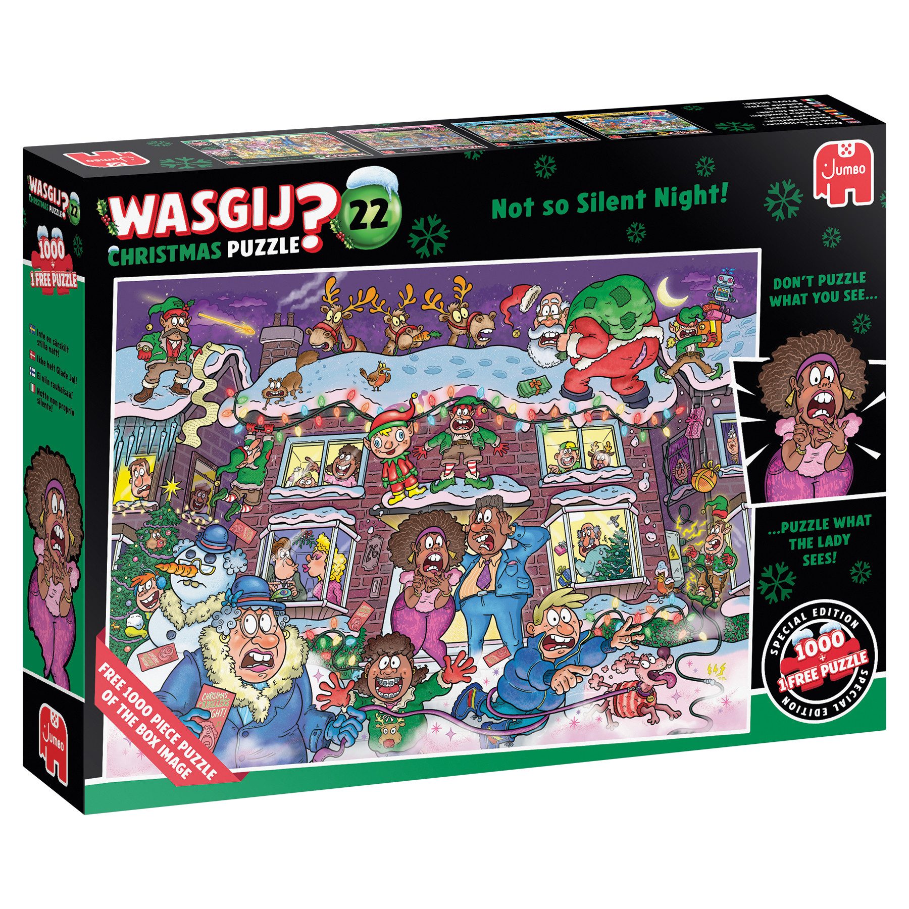 Jumbo Spiele Puzzle Wasgij Christmas 22,Keine stille Nacht dieses mal, 2x1000 Teile Puzzle, 1000 Puzzleteile