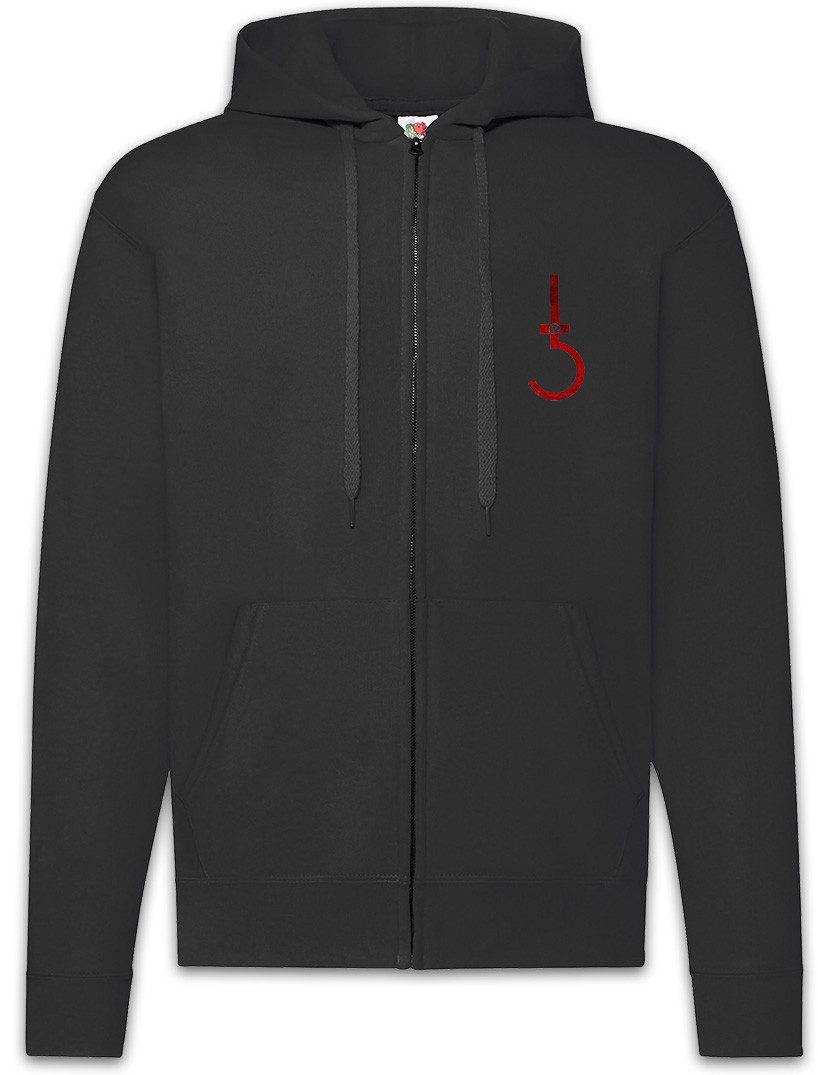 Sweatjacke Satanic Cross Zipper Hoodie Symbol Pentagram 666 Sign Double Kreuz